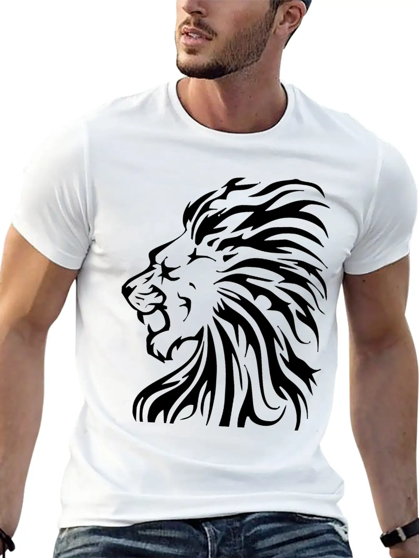 Tribal Lion Classic Fit Graphic Tee For Daily Comfort – Unisex Cotton Shirt
