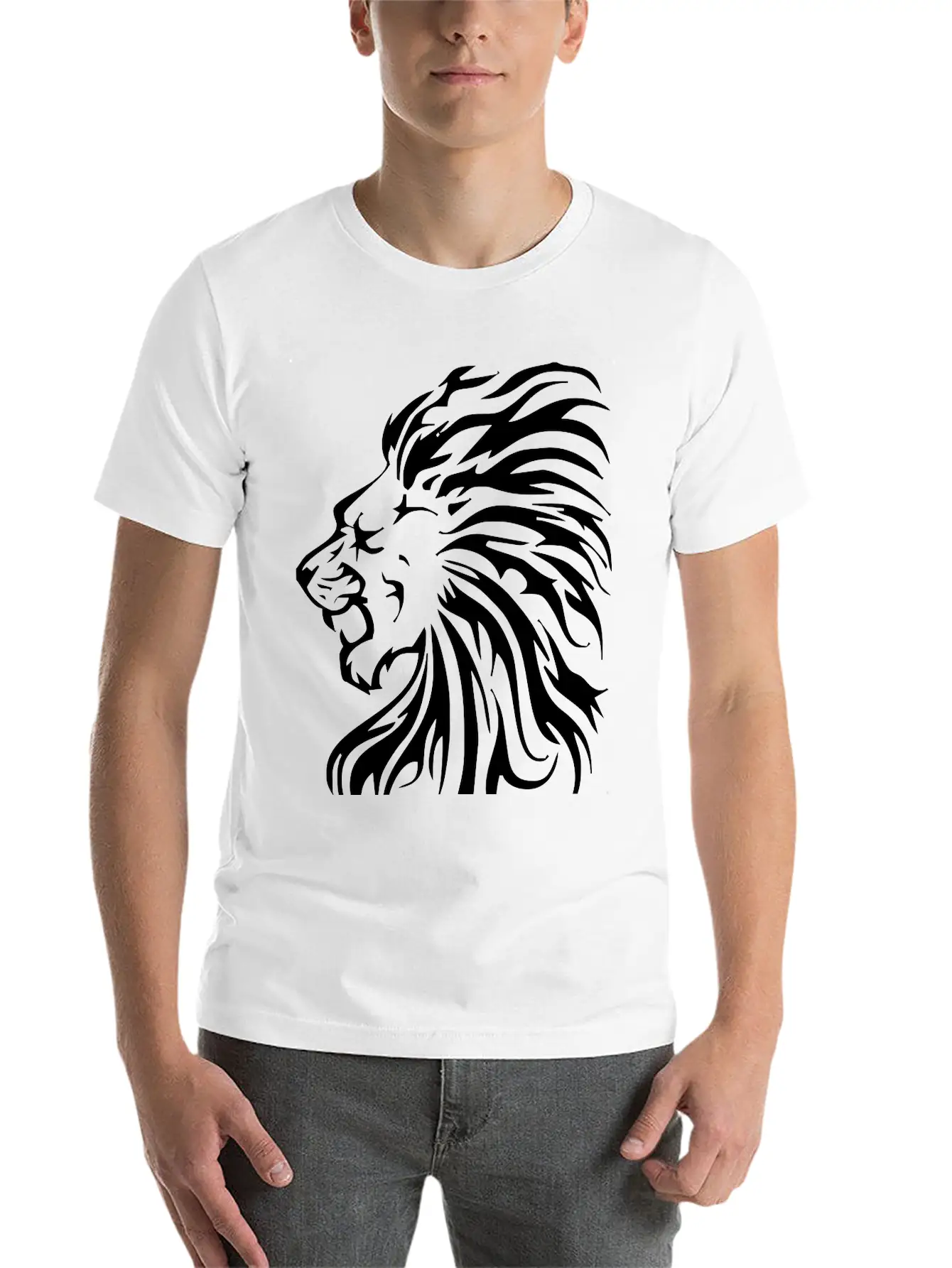 Tribal Lion Classic Fit Graphic Tee For Daily Comfort – Unisex Cotton Shirt