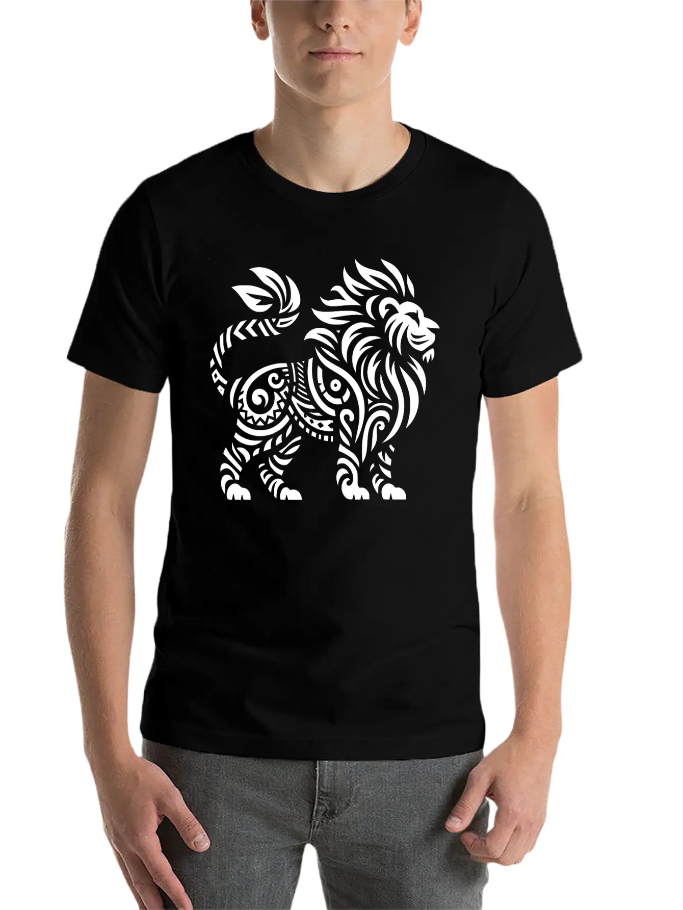 Tribal Lion Unisex Casual T-Shirt – Clean Design For Daily Comfort