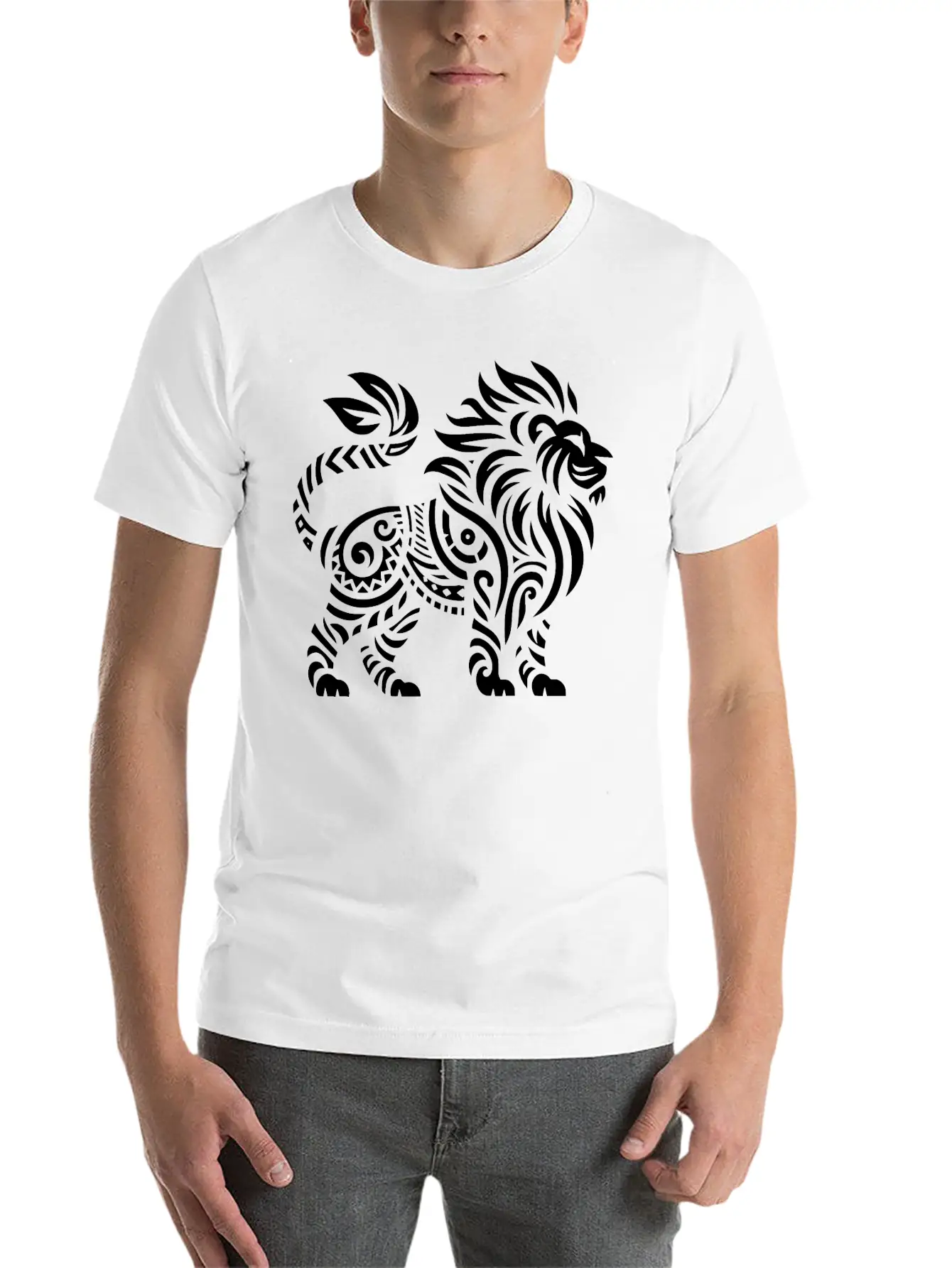 Tribal Lion Unisex Casual T-Shirt – Clean Design For Daily Comfort
