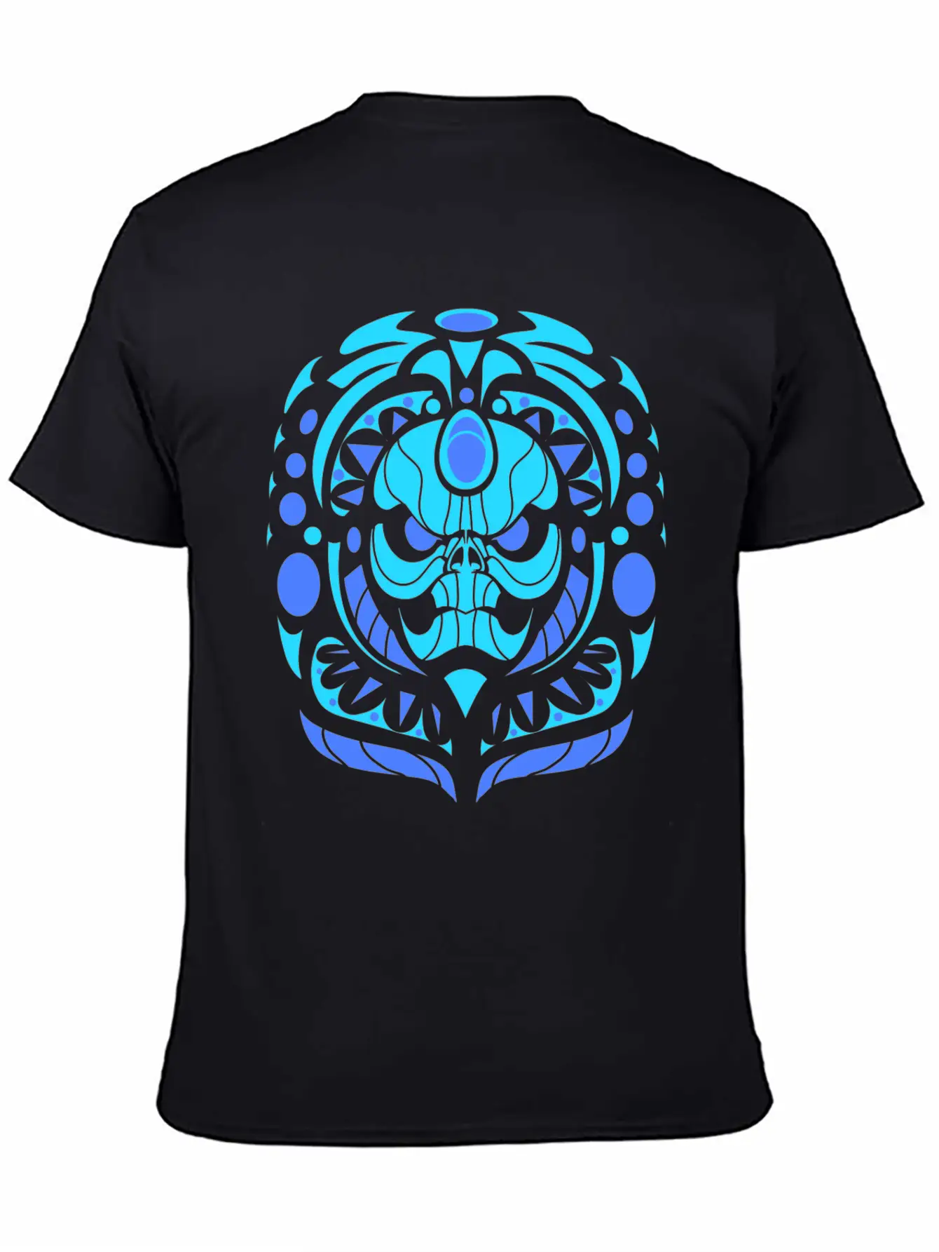 Tribal Skull Blue Lightweight Cotton T-Shirt – Daily Comfort Graphic Shirt