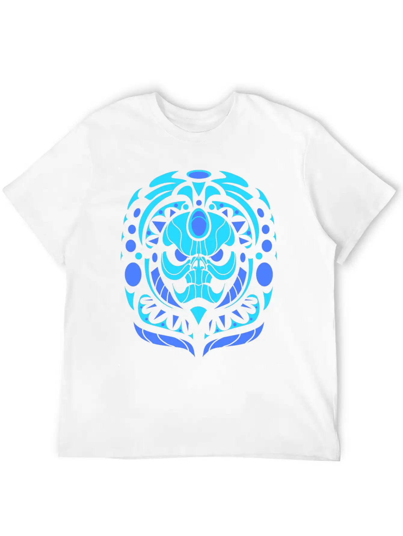 Tribal Skull Blue Lightweight Cotton T-Shirt – Daily Comfort Graphic Shirt