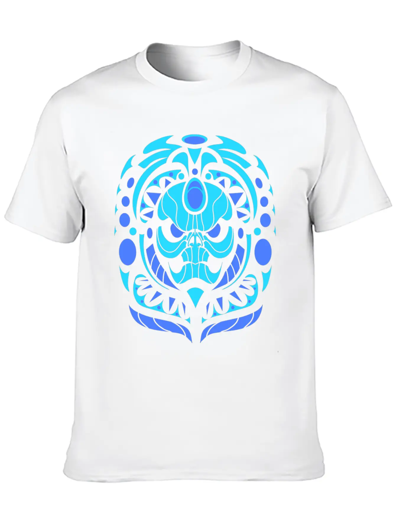 Tribal Skull Blue Lightweight Cotton T-Shirt – Daily Comfort Graphic Shirt