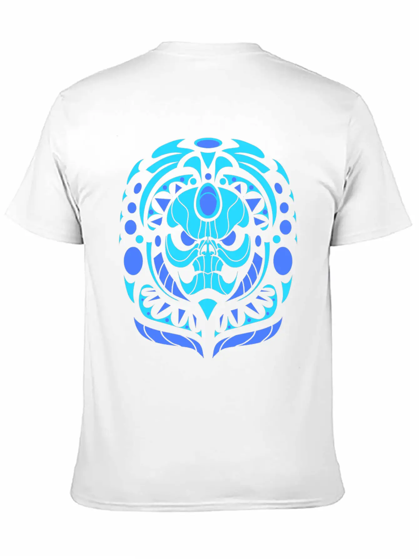Tribal Skull Blue Lightweight Cotton T-Shirt – Daily Comfort Graphic Shirt