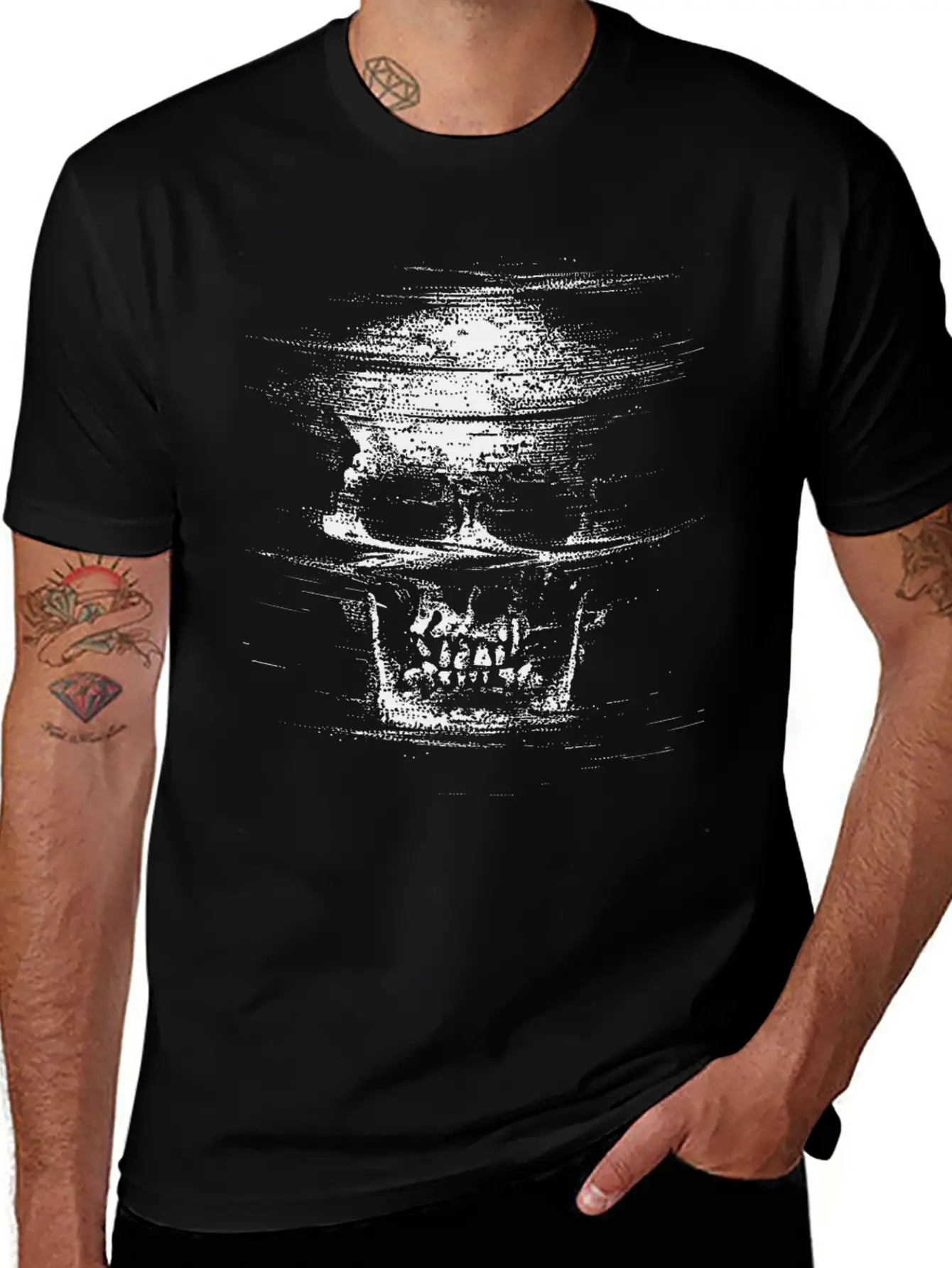 Tricked Death: Glitch Mode Skull Design Unisex Casual T-Shirt – Clean Design For Daily Comfort