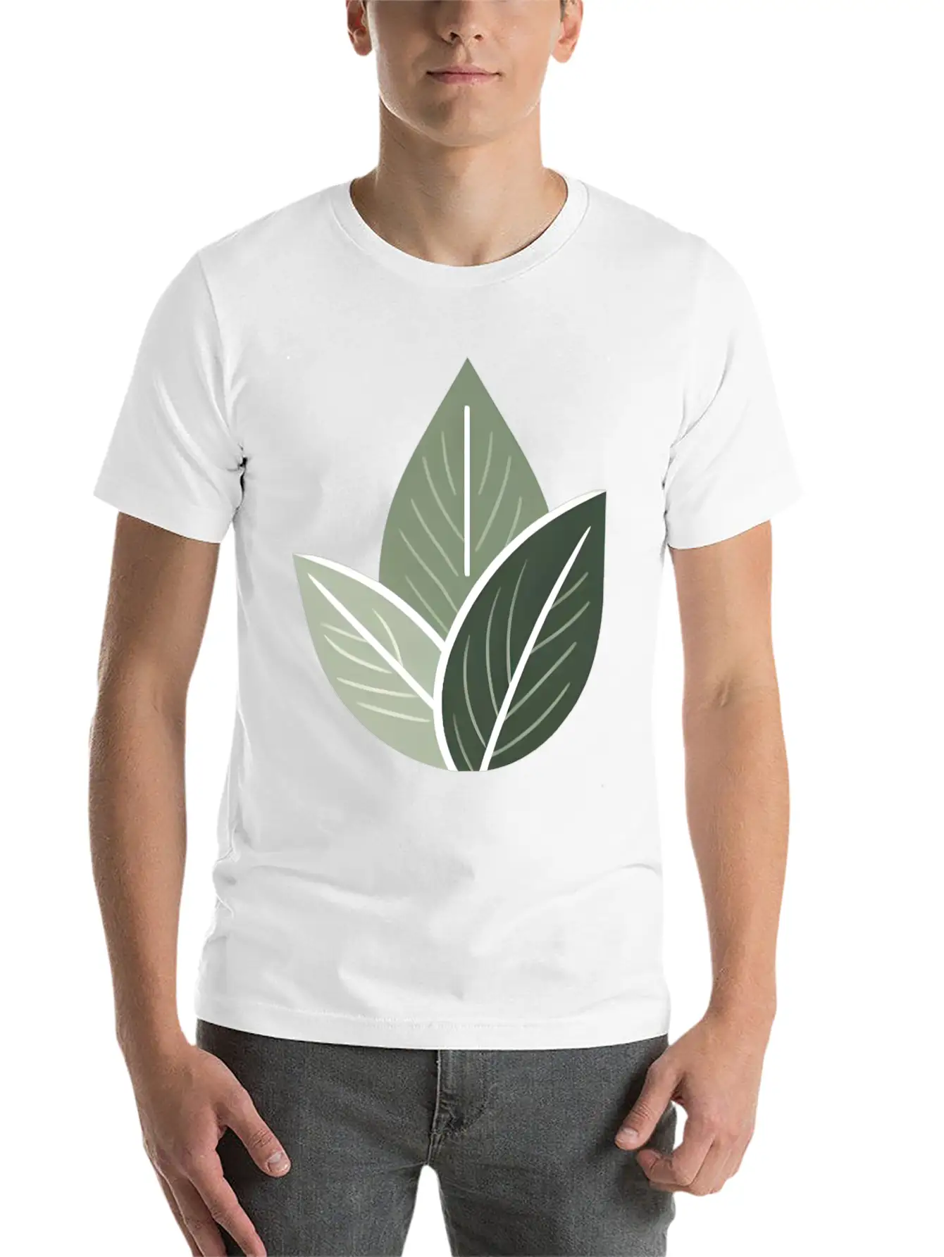 Triple Leaf Illustration Lightweight Cotton T-Shirt – Daily Comfort Graphic Shirt