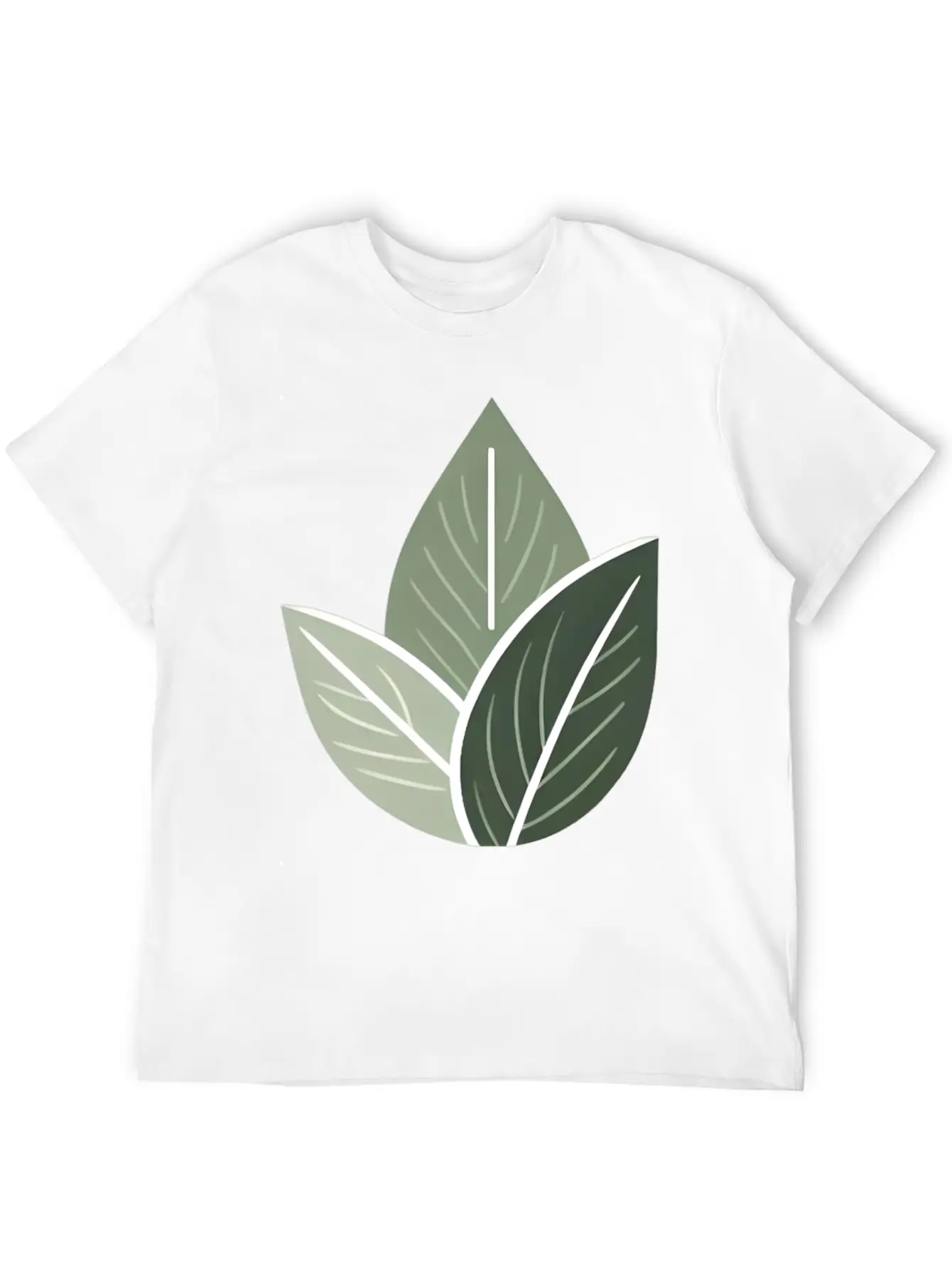 Triple Leaf Illustration Lightweight Cotton T-Shirt – Daily Comfort Graphic Shirt