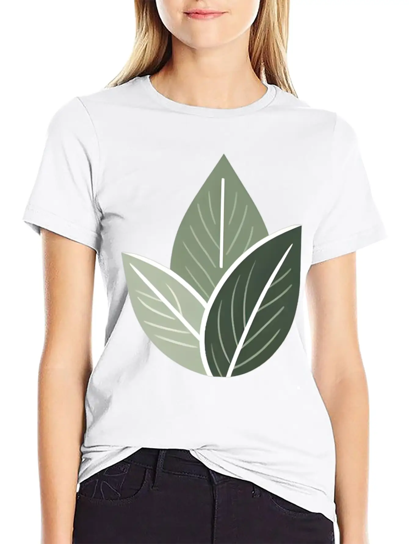 Triple Leaf Illustration Lightweight Cotton T-Shirt – Daily Comfort Graphic Shirt