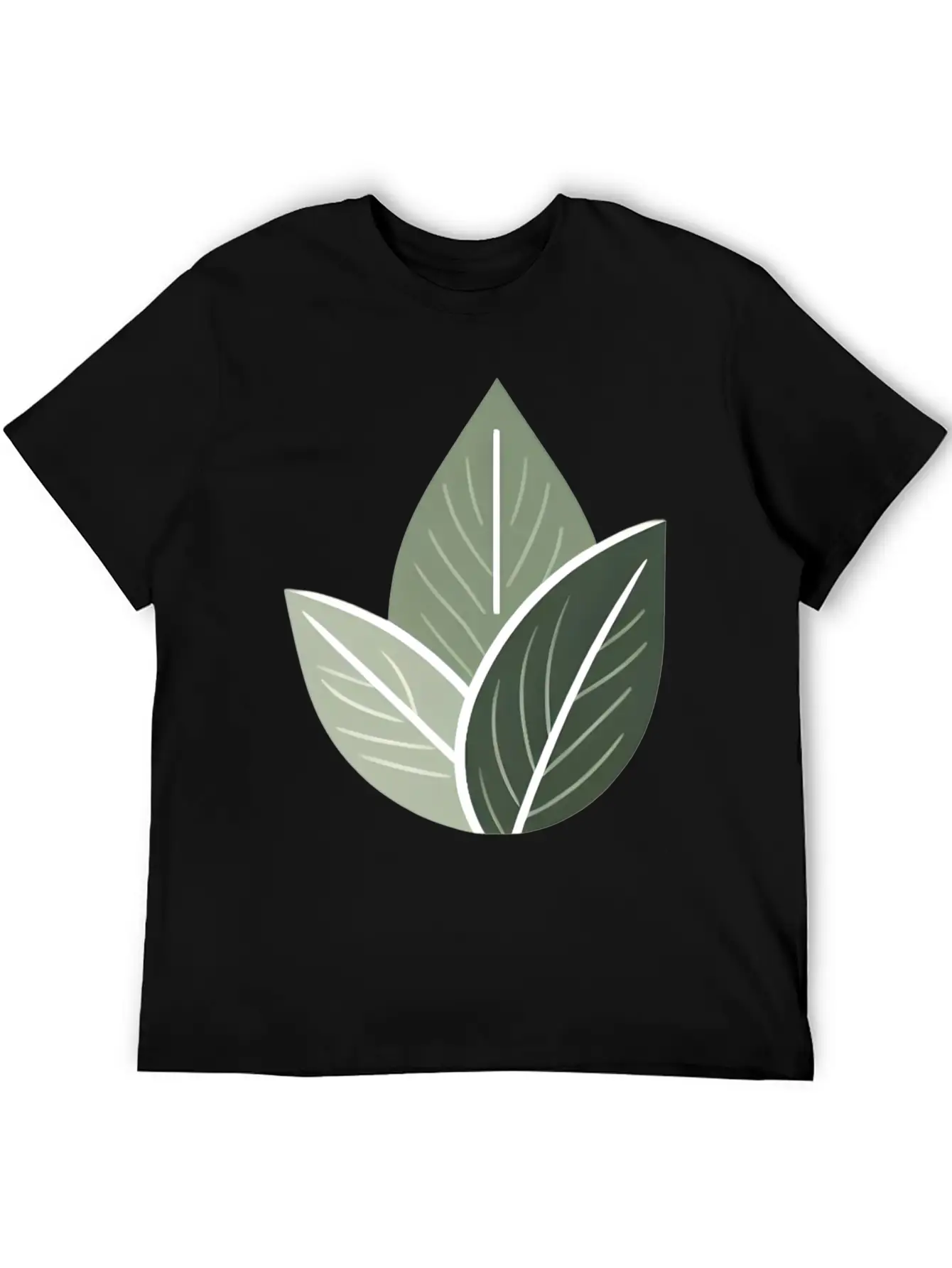 Triple Leaf Illustration Lightweight Cotton T-Shirt – Daily Comfort Graphic Shirt