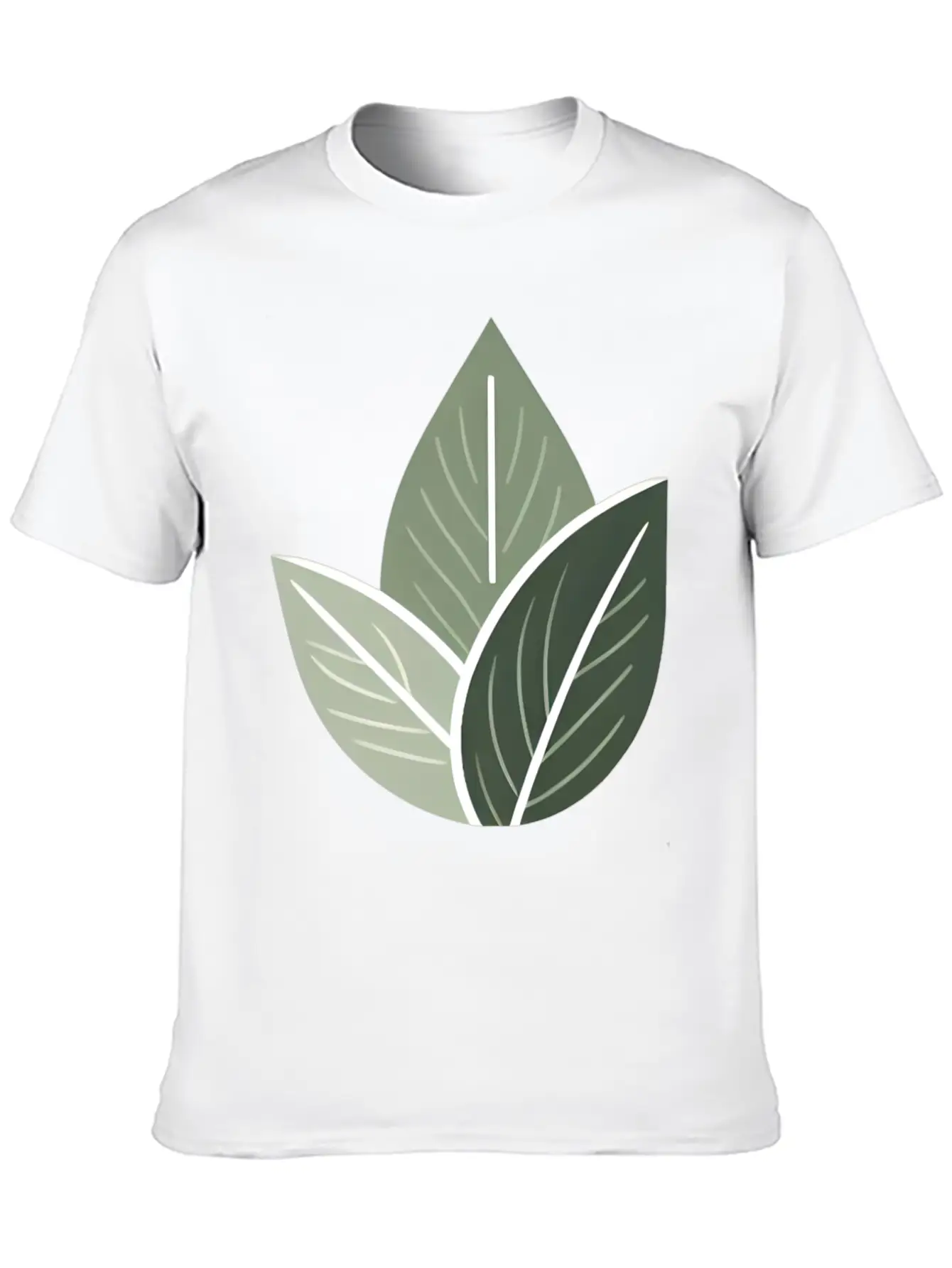 Triple Leaf Illustration Lightweight Cotton T-Shirt – Daily Comfort Graphic Shirt