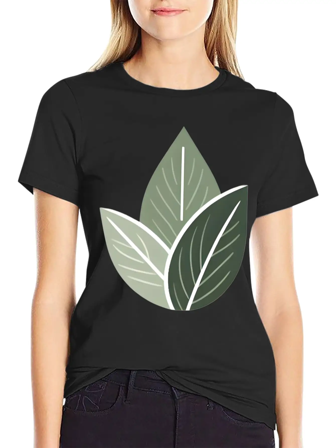 Triple Leaf Illustration Lightweight Cotton T-Shirt – Daily Comfort Graphic Shirt