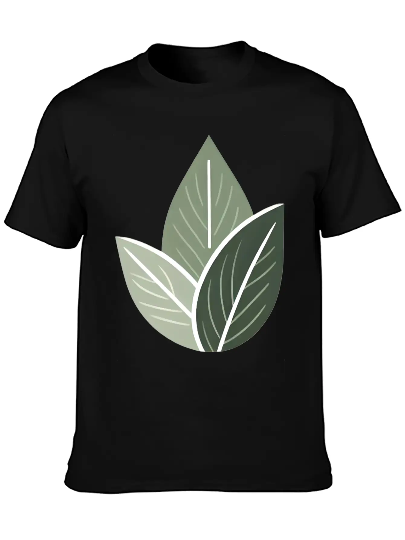 Triple Leaf Illustration Lightweight Cotton T-Shirt – Daily Comfort Graphic Shirt