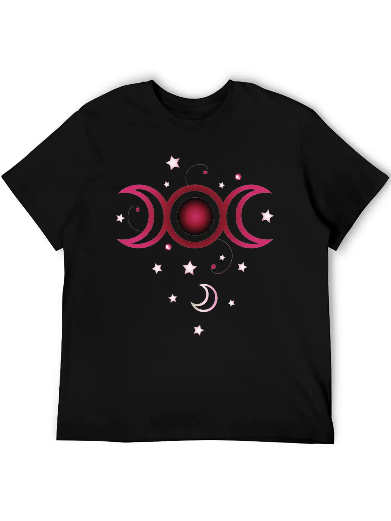 Triple Moon With Stars, Pink. Modern Fit Casual T-Shirt – Clean And Versatile Design