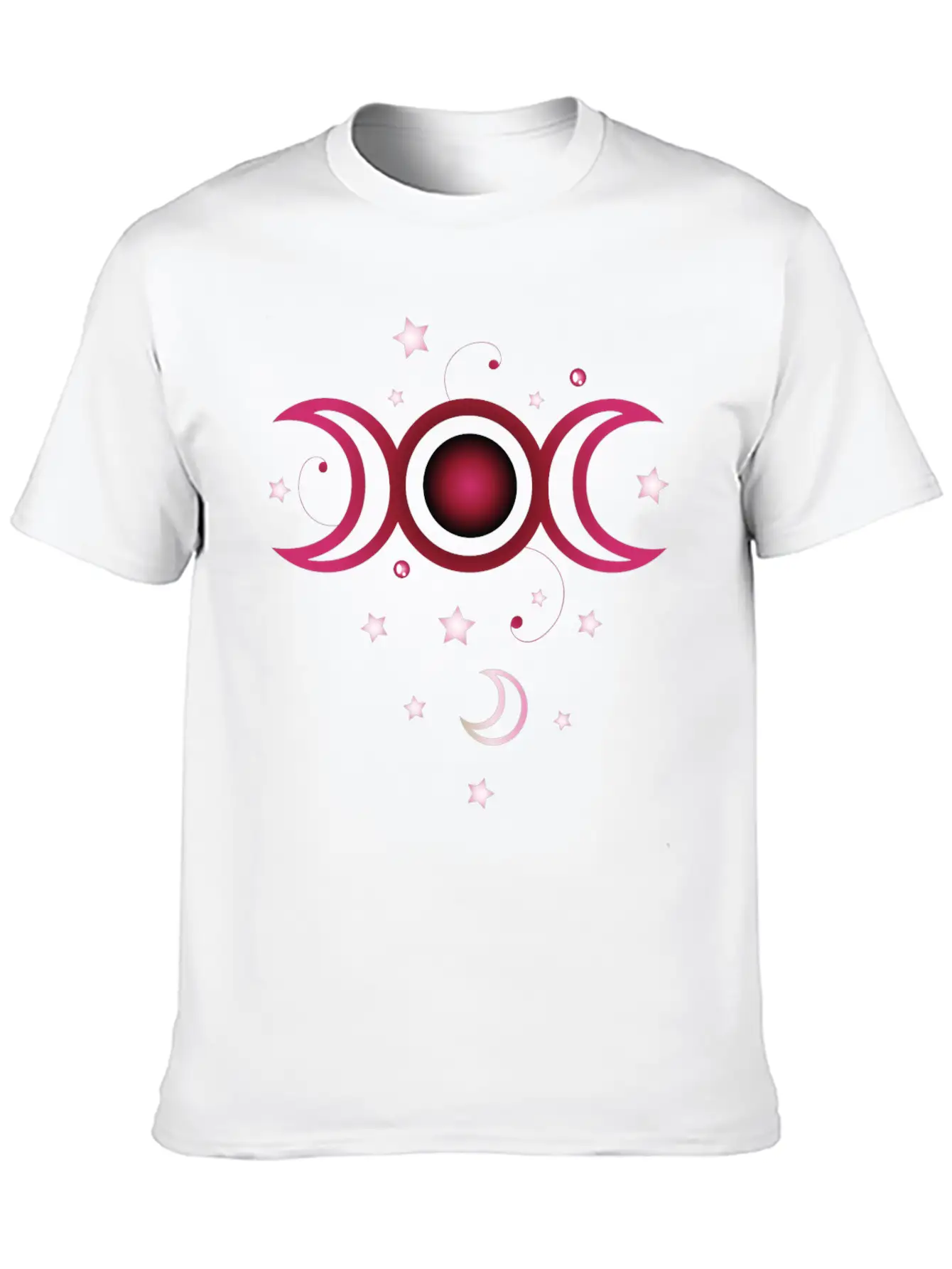 Triple Moon With Stars, Pink. Modern Fit Casual T-Shirt – Clean And Versatile Design