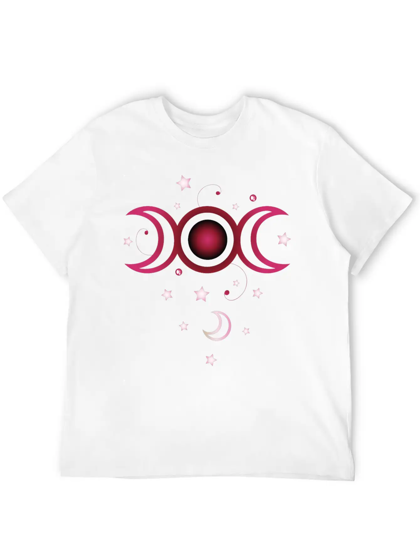Triple Moon With Stars, Pink. Modern Fit Casual T-Shirt – Clean And Versatile Design