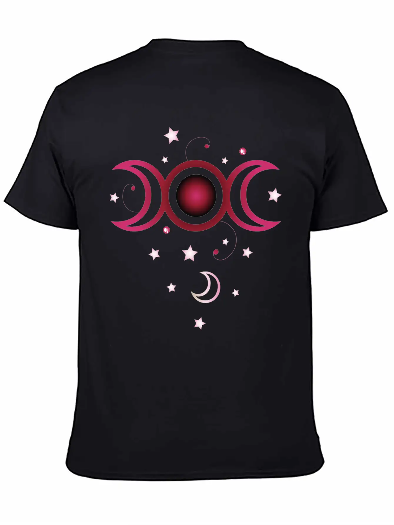 Triple Moon With Stars, Pink. Modern Fit Casual T-Shirt – Clean And Versatile Design