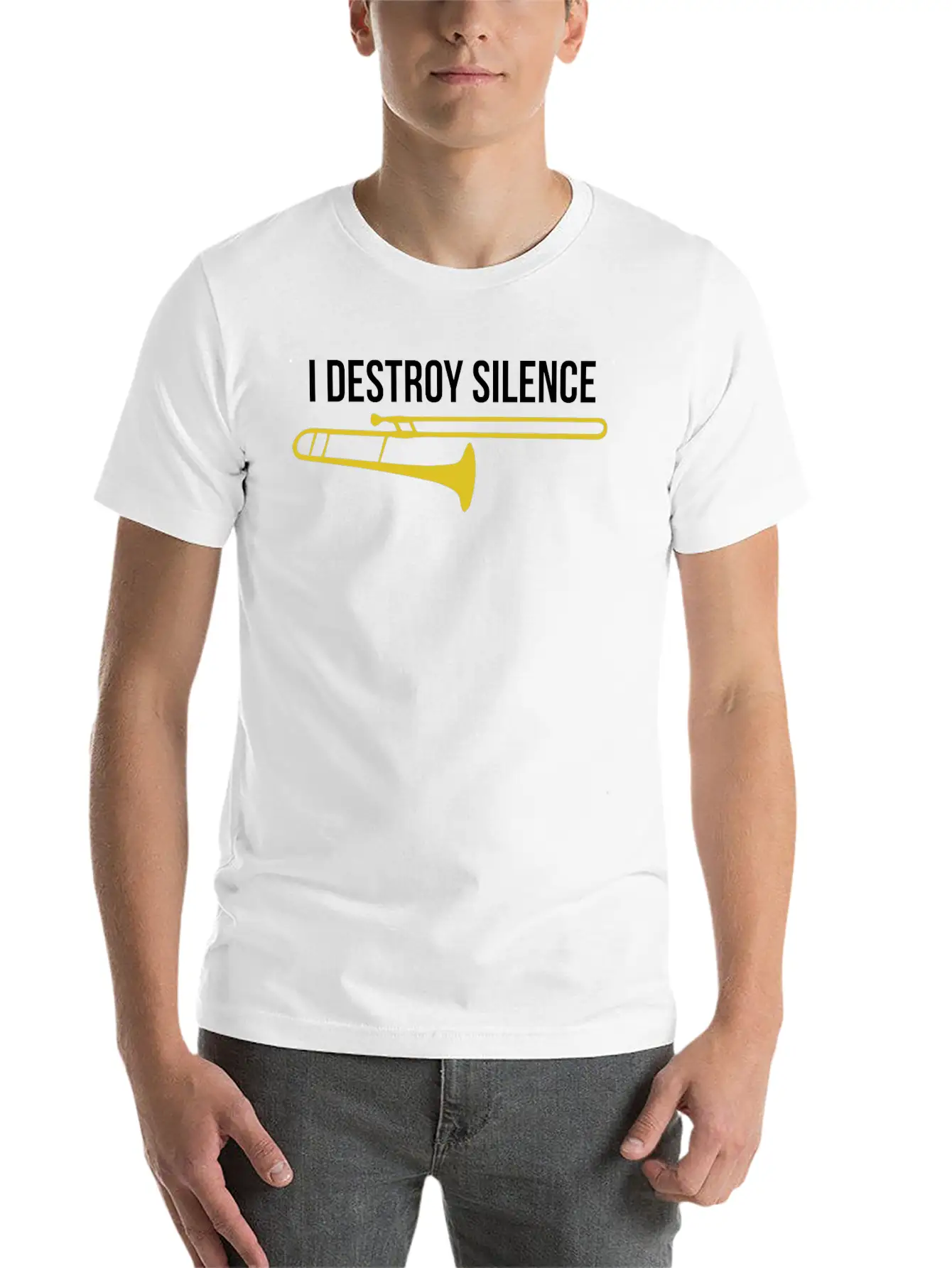 Trombone - I Destroy Silence Modern Fit Casual T-Shirt – Clean And Versatile Design