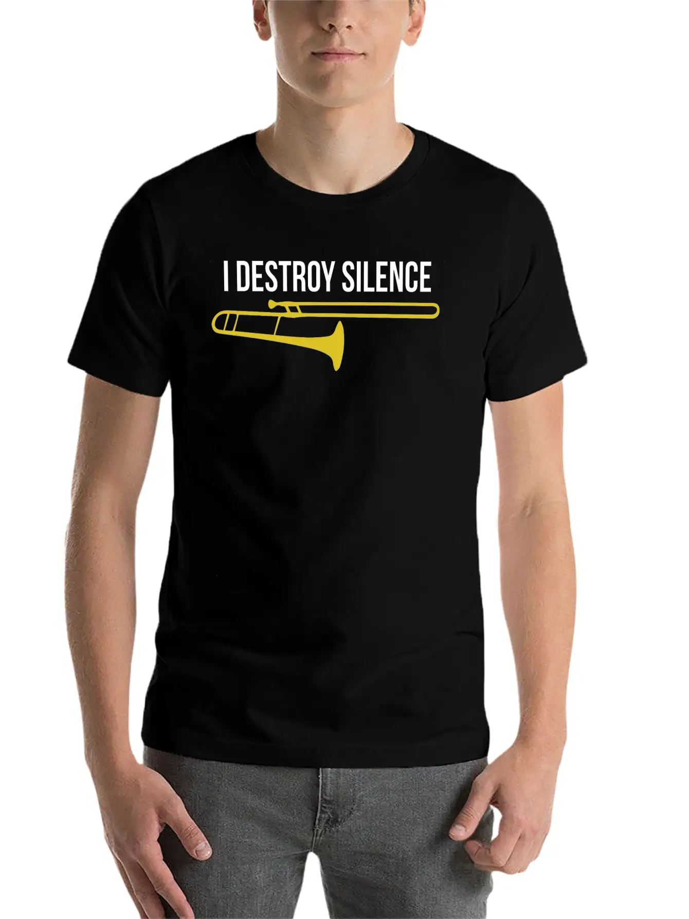 Trombone - I Destroy Silence Modern Fit Casual T-Shirt – Clean And Versatile Design