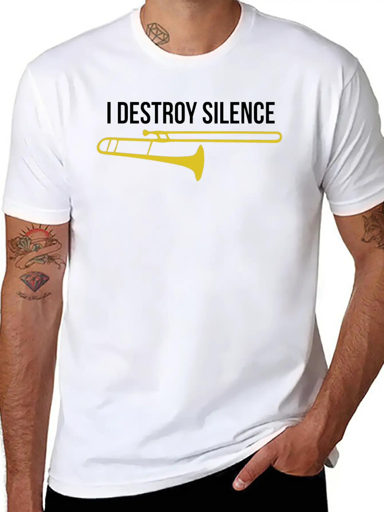 Trombone - I Destroy Silence Modern Fit Casual T-Shirt – Clean And Versatile Design