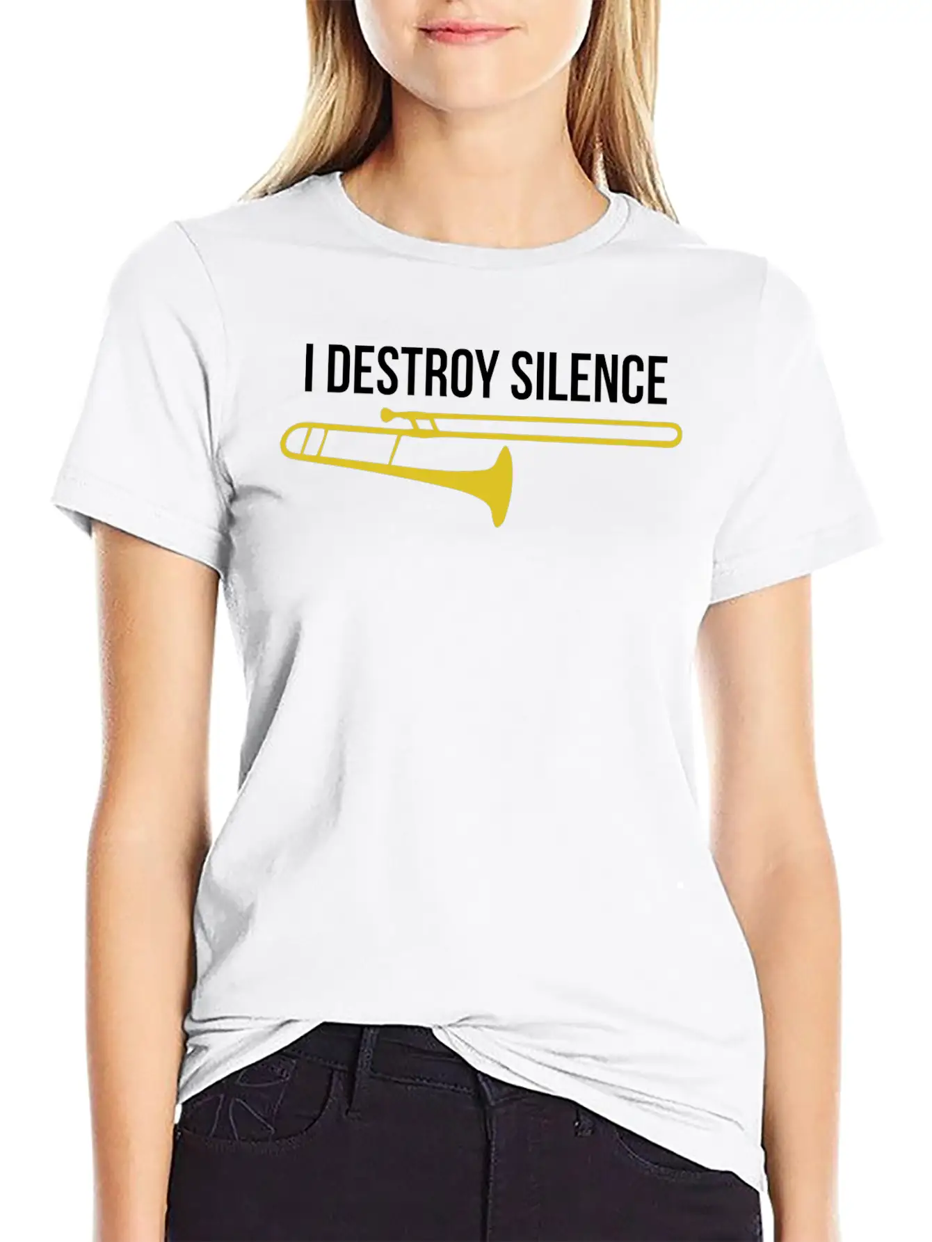 Trombone - I Destroy Silence Modern Fit Casual T-Shirt – Clean And Versatile Design