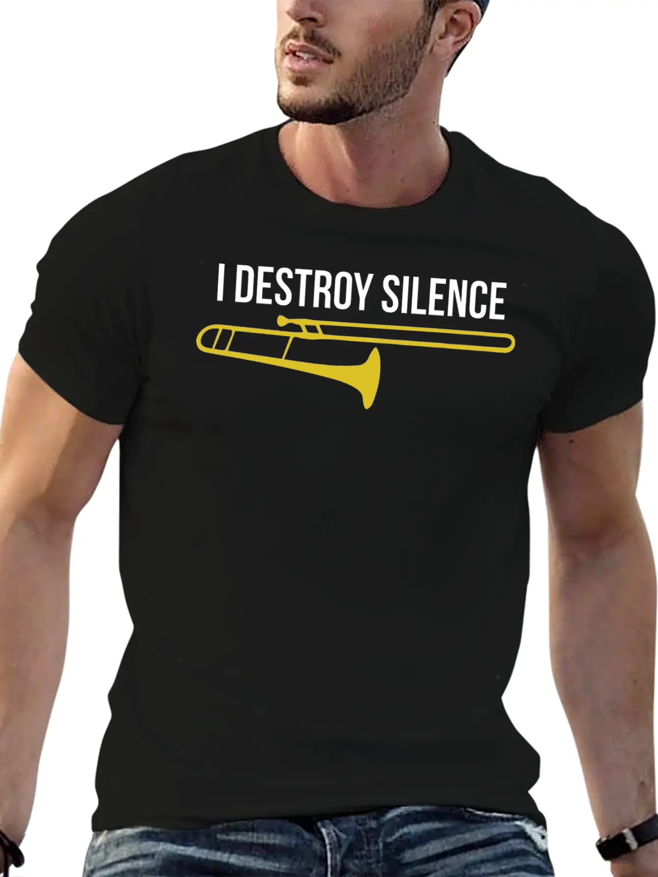 Trombone - I Destroy Silence Modern Fit Casual T-Shirt – Clean And Versatile Design