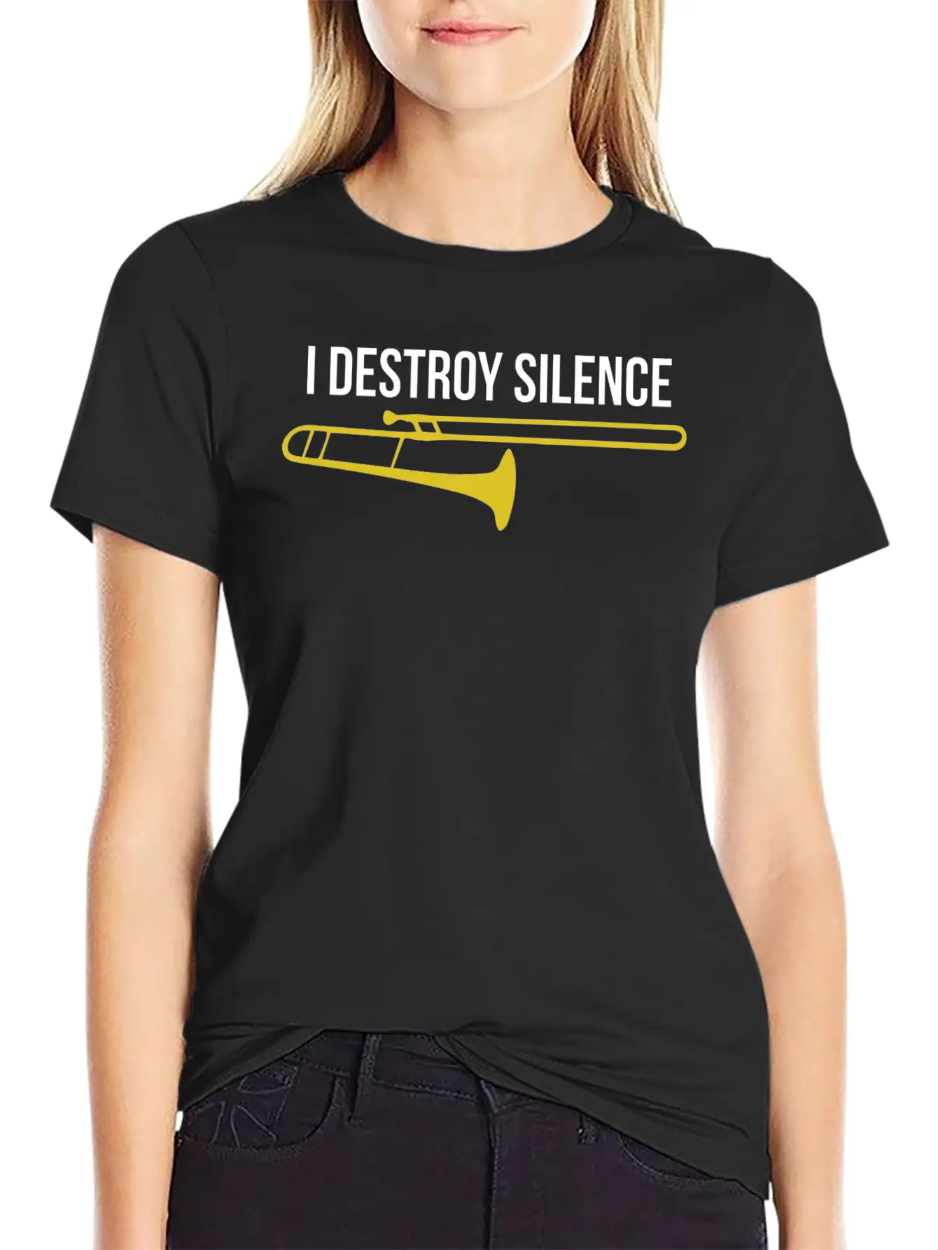 Trombone - I Destroy Silence Modern Fit Casual T-Shirt – Clean And Versatile Design