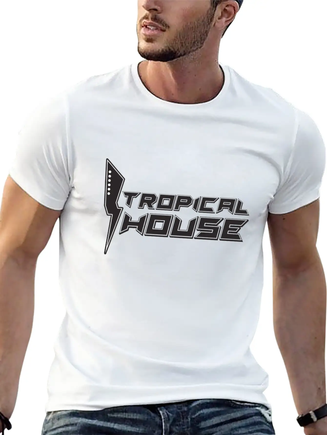 Tropical House Comfortable Minimalist Graphic Tee – Summer Style Essential