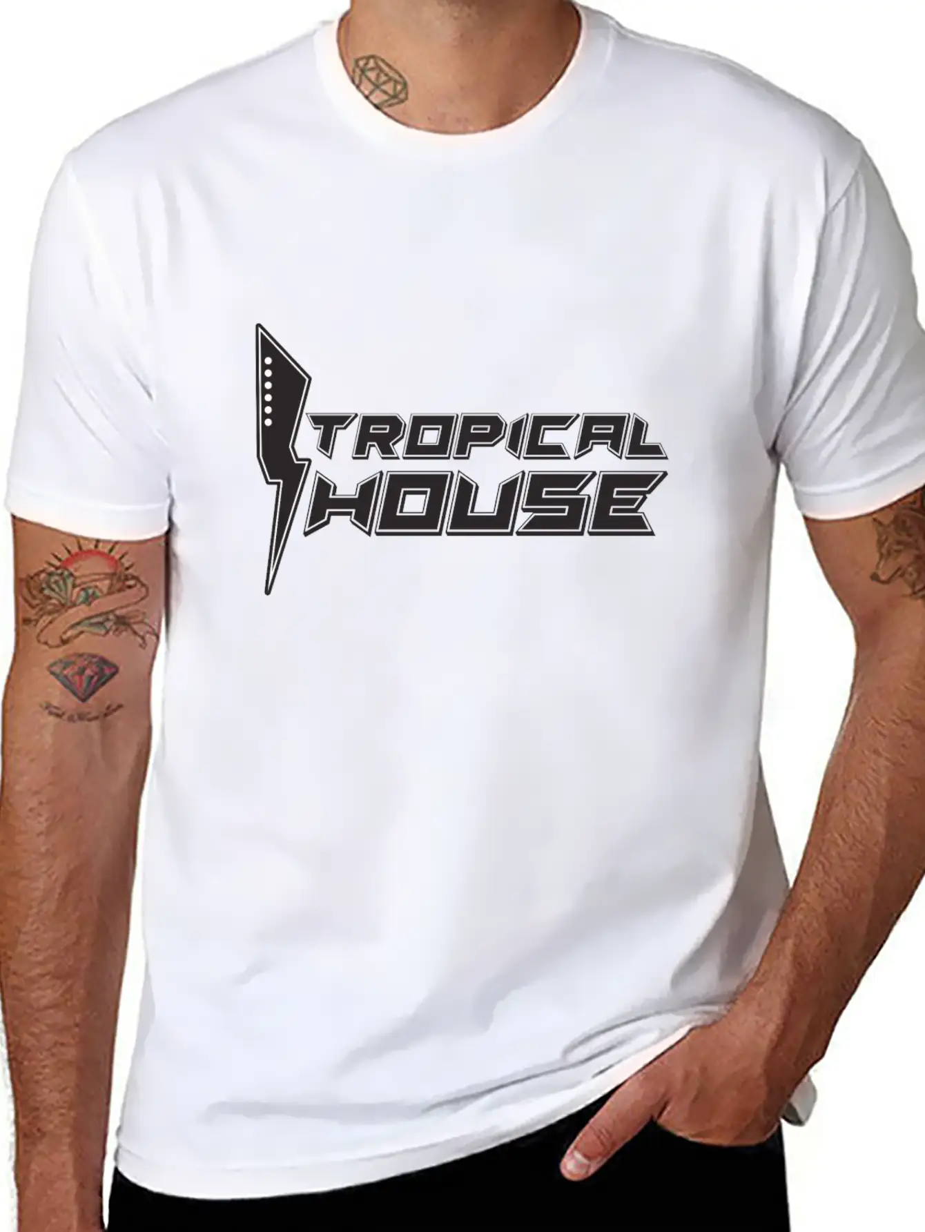 Tropical House Comfortable Minimalist Graphic Tee – Summer Style Essential