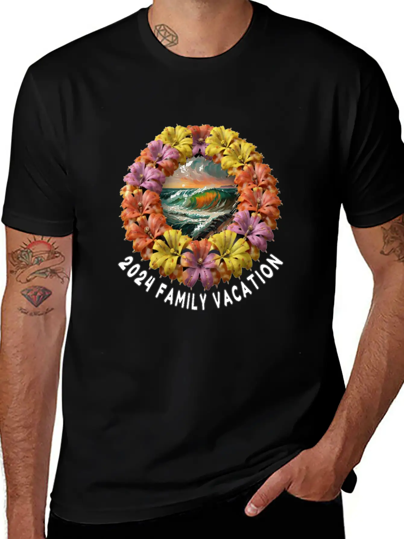Tropical Sunset Escape Necklace - Family Vacation Modern Fit Casual T-Shirt ��� Clean And Versatile Design