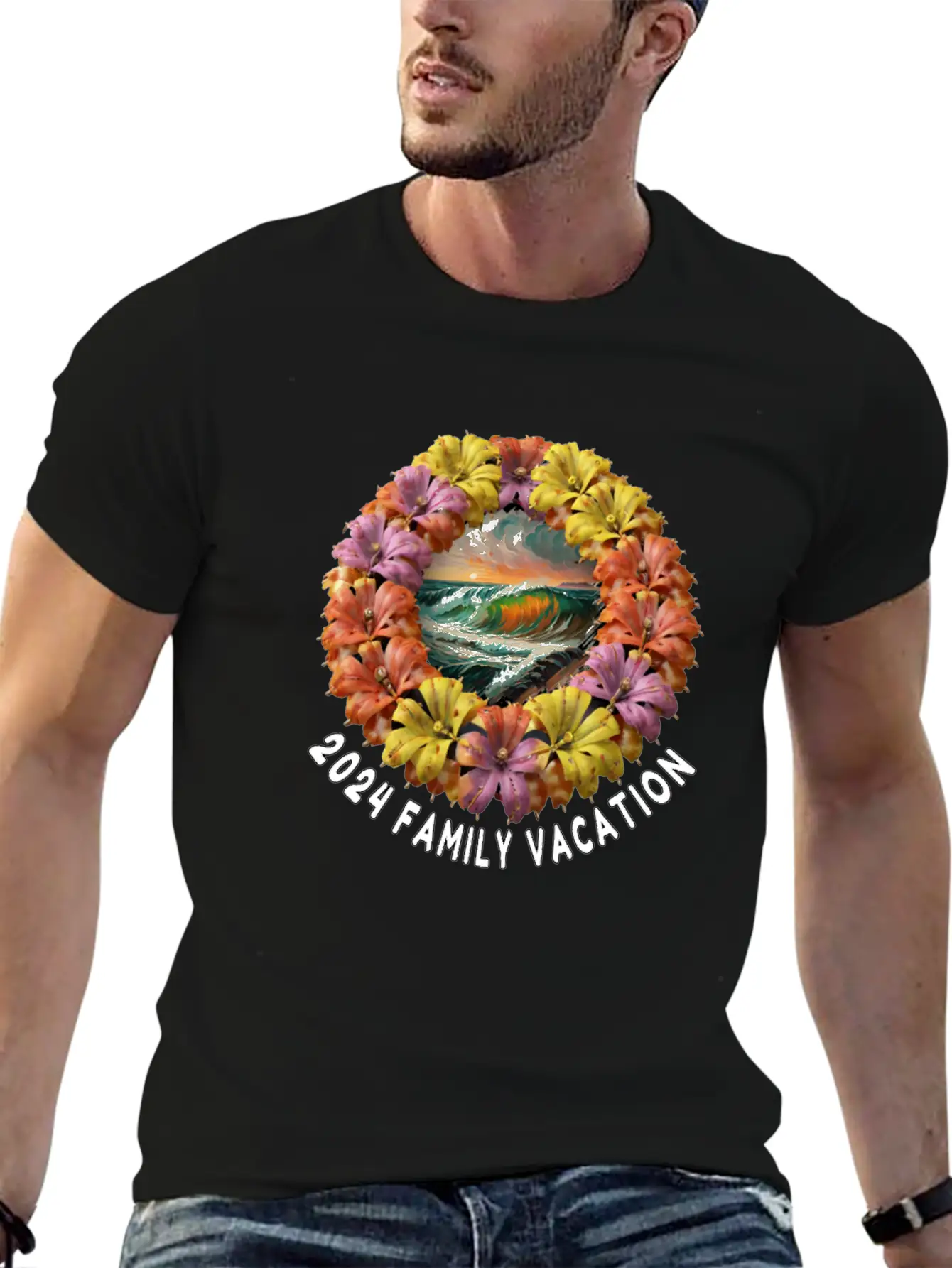 Tropical Sunset Escape Necklace - Family Vacation Modern Fit Casual T-Shirt ��� Clean And Versatile Design