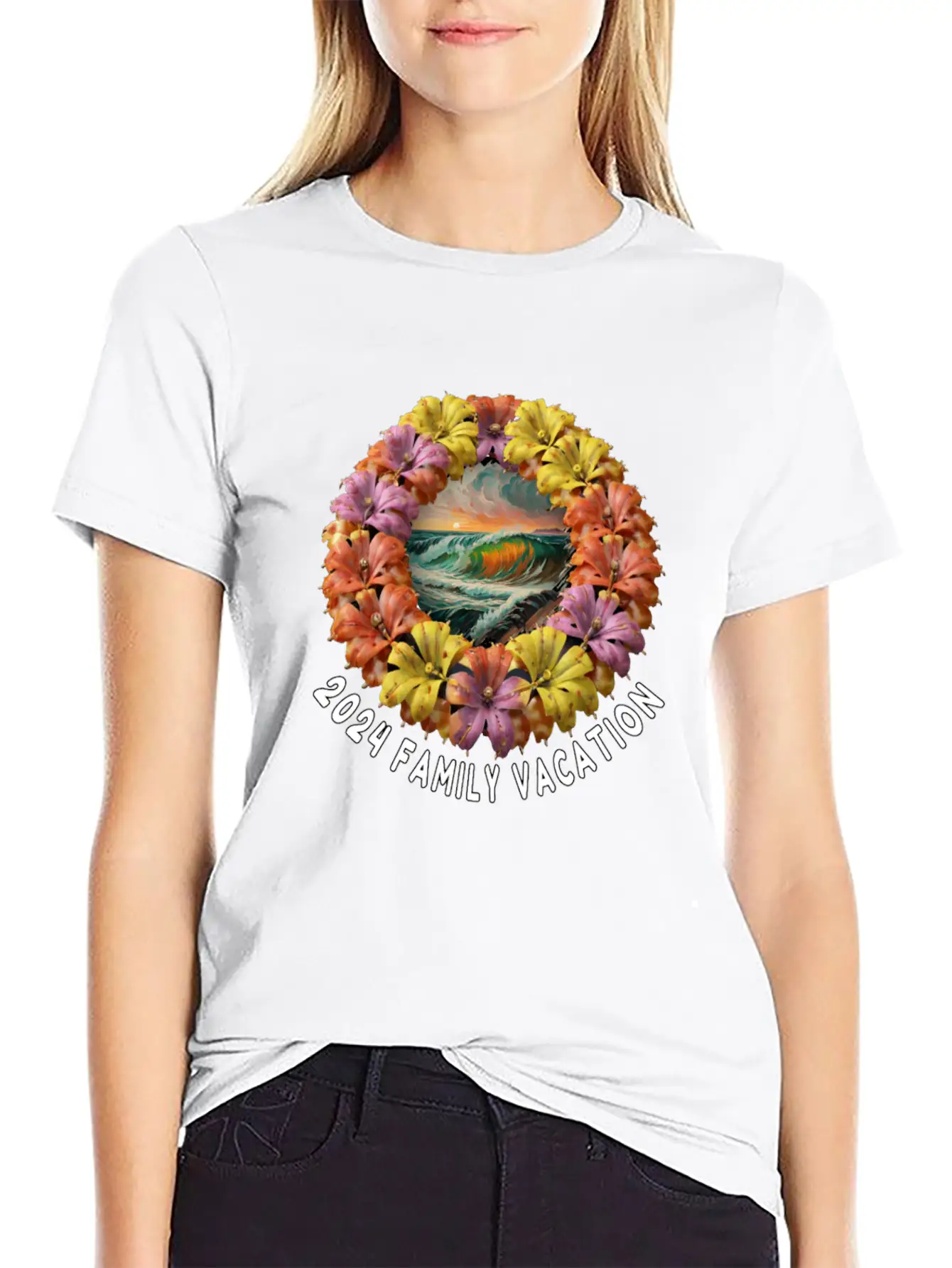 Tropical Sunset Escape Necklace - Family Vacation Modern Fit Casual T-Shirt ��� Clean And Versatile Design