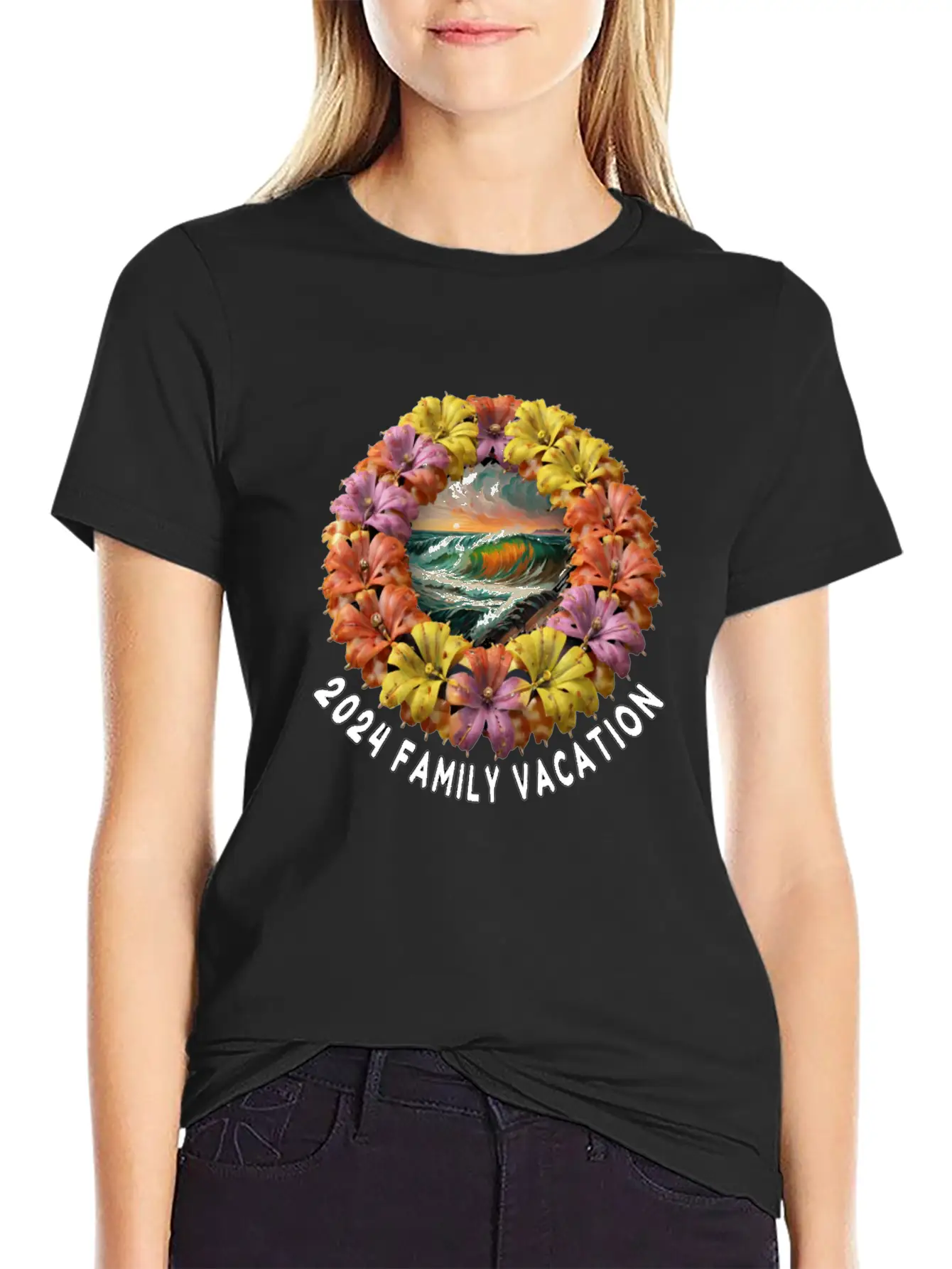 Tropical Sunset Escape Necklace - Family Vacation Modern Fit Casual T-Shirt ��� Clean And Versatile Design