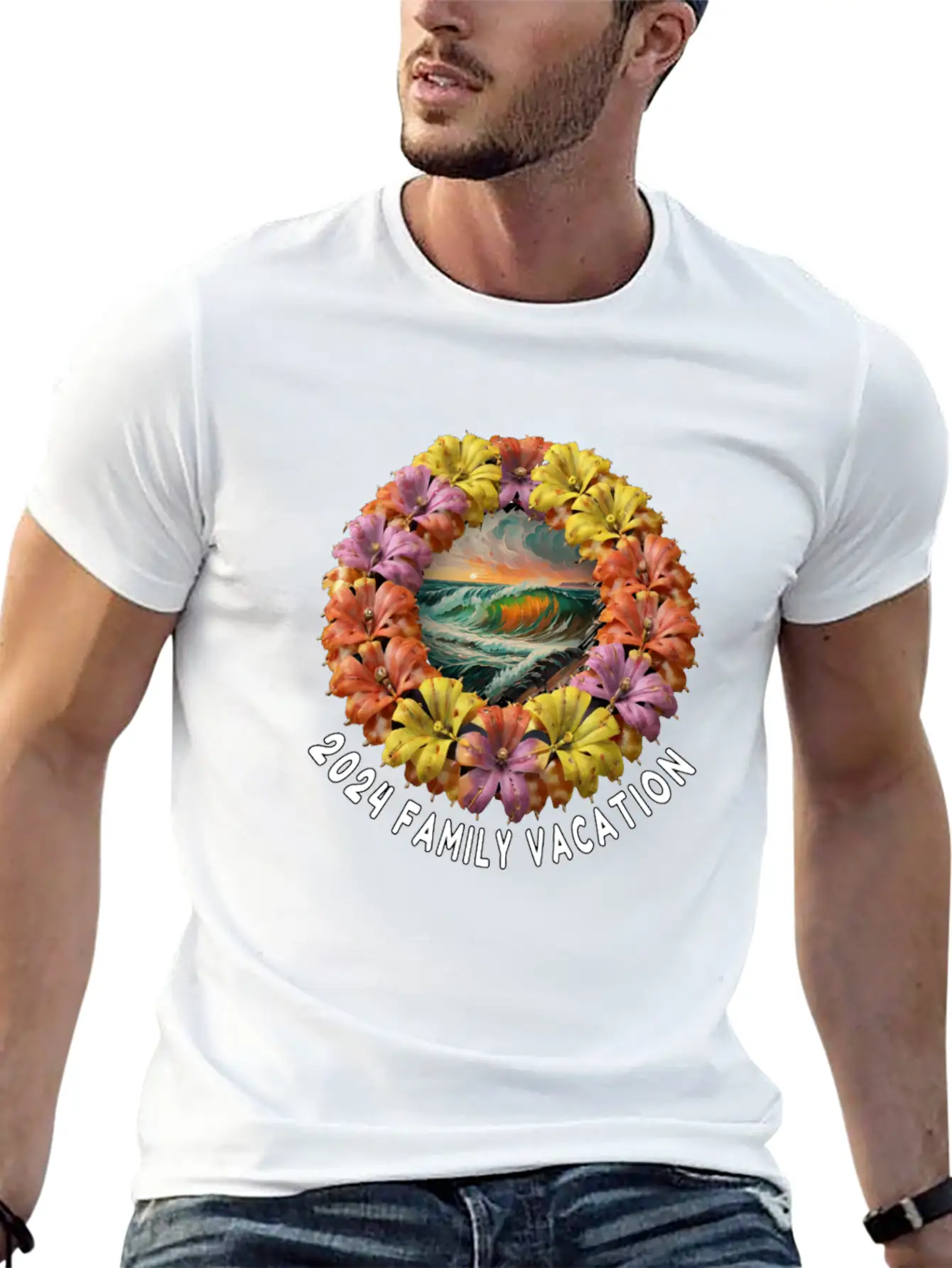 Tropical Sunset Escape Necklace - Family Vacation Modern Fit Casual T-Shirt ��� Clean And Versatile Design