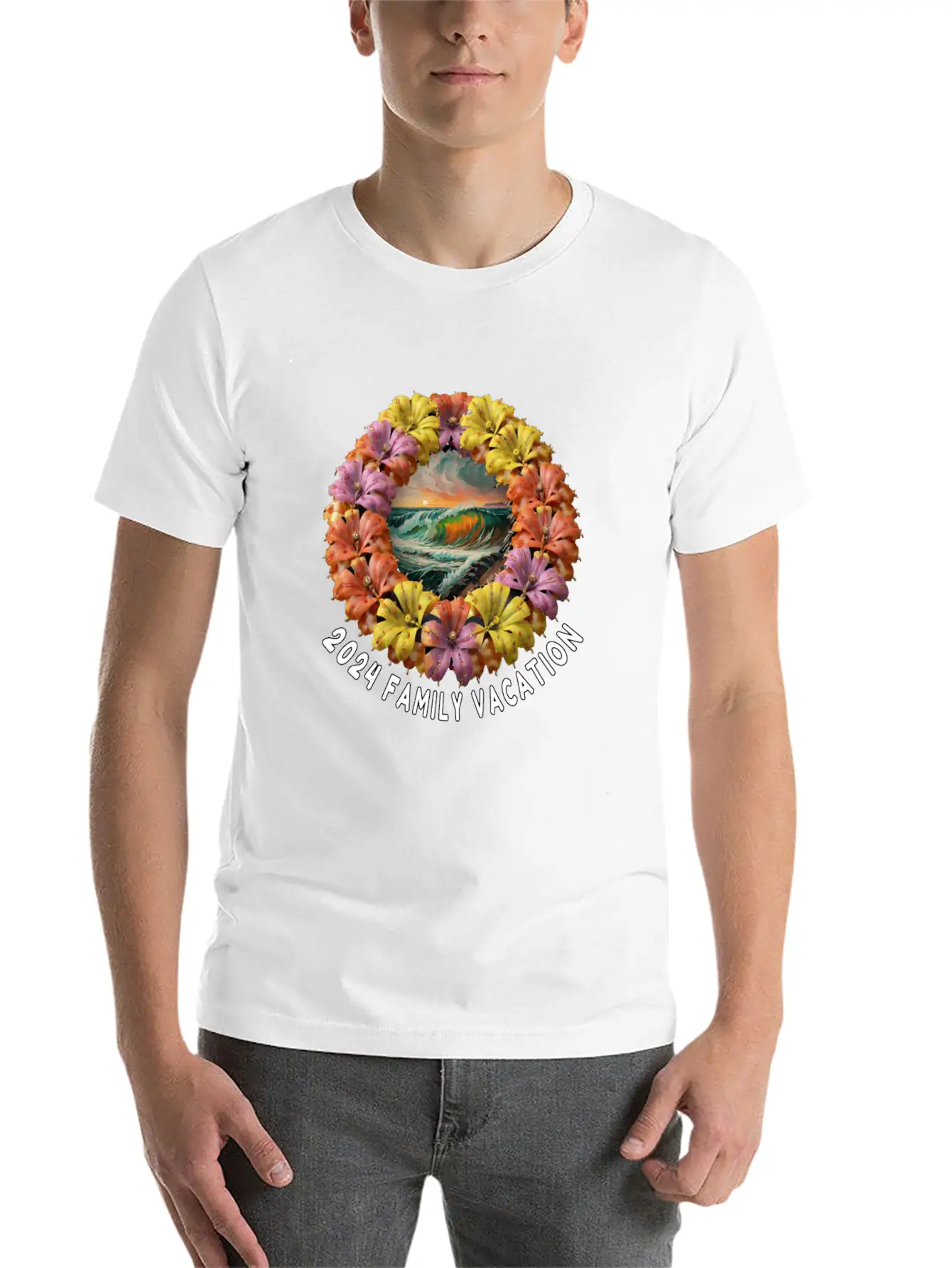 Tropical Sunset Escape Necklace - Family Vacation Modern Fit Casual T-Shirt ��� Clean And Versatile Design