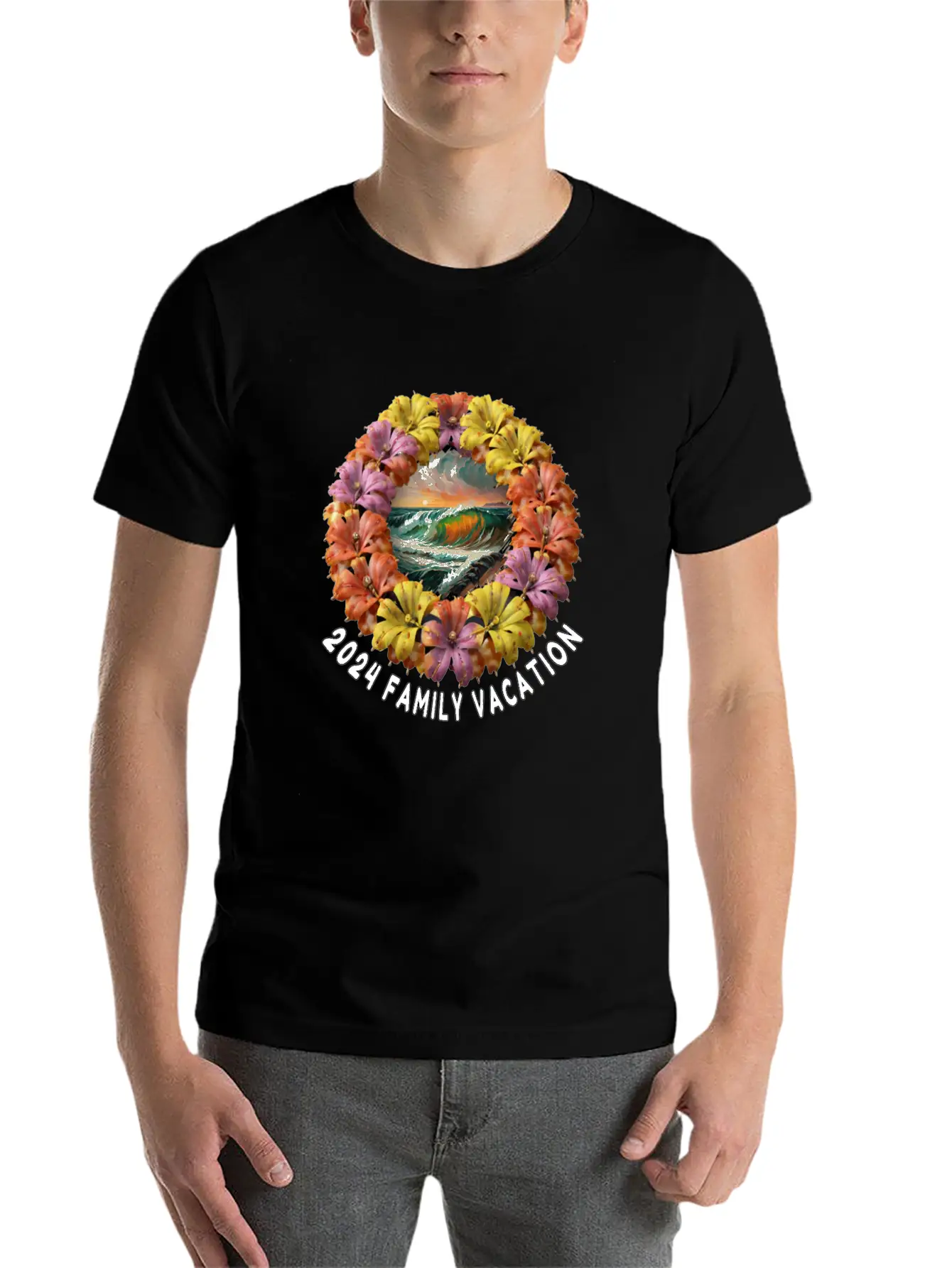 Tropical Sunset Escape Necklace - Family Vacation Modern Fit Casual T-Shirt ��� Clean And Versatile Design