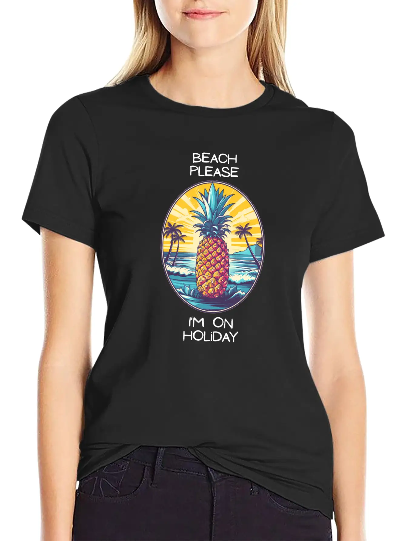 TropicPineapple Beachwear - Beach Please Unisex Casual T-Shirt – Clean Design For Daily Comfort
