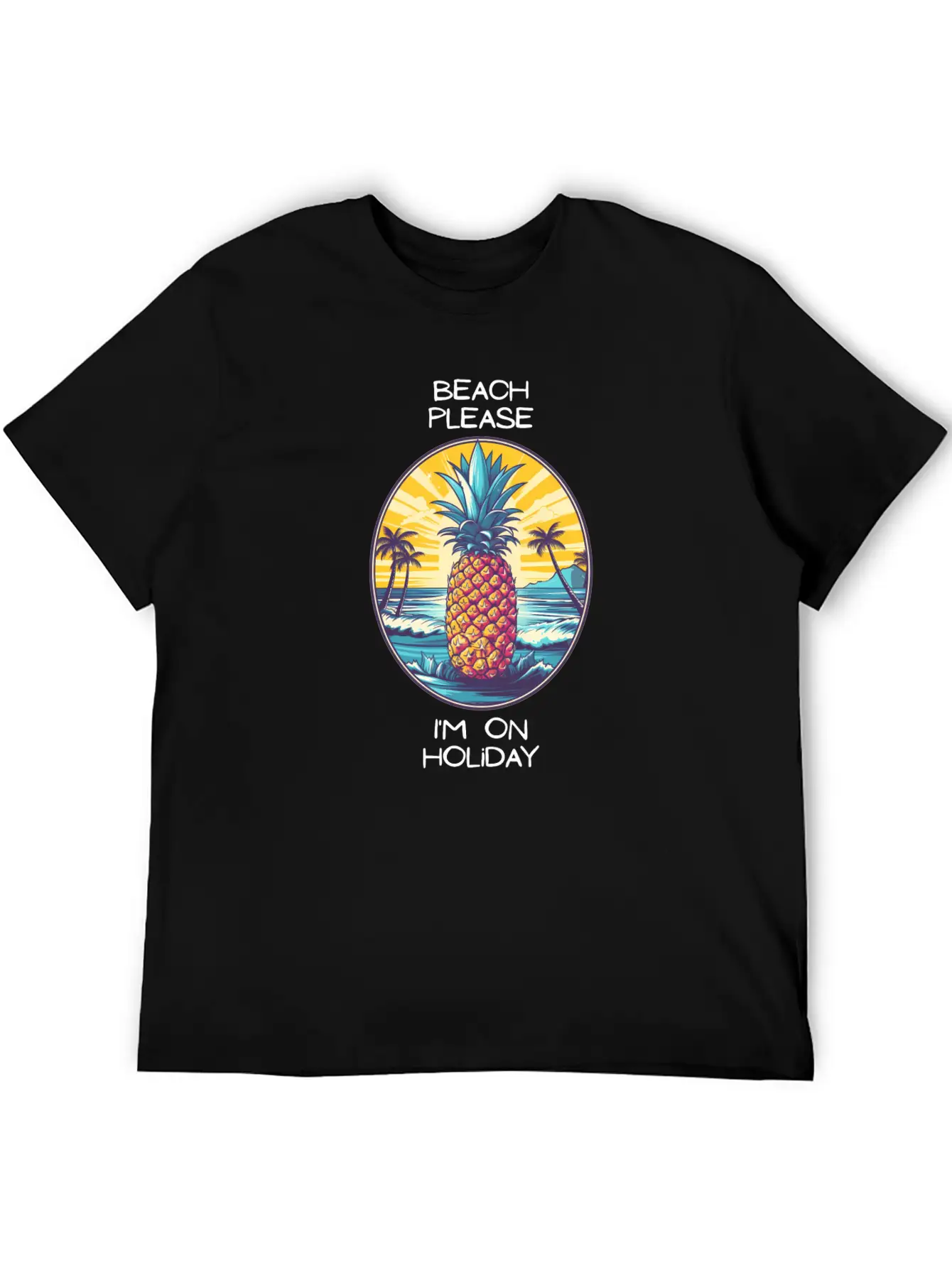 TropicPineapple Beachwear - Beach Please Unisex Casual T-Shirt – Clean Design For Daily Comfort