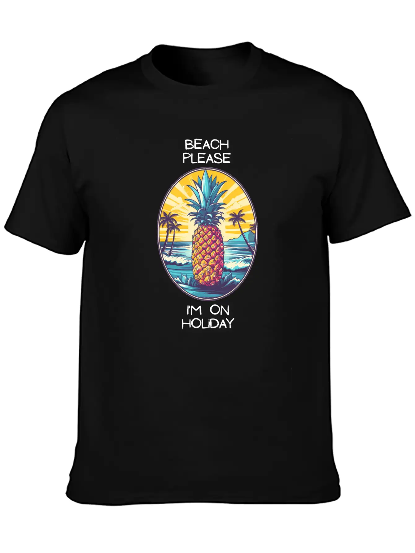 TropicPineapple Beachwear - Beach Please Unisex Casual T-Shirt – Clean Design For Daily Comfort