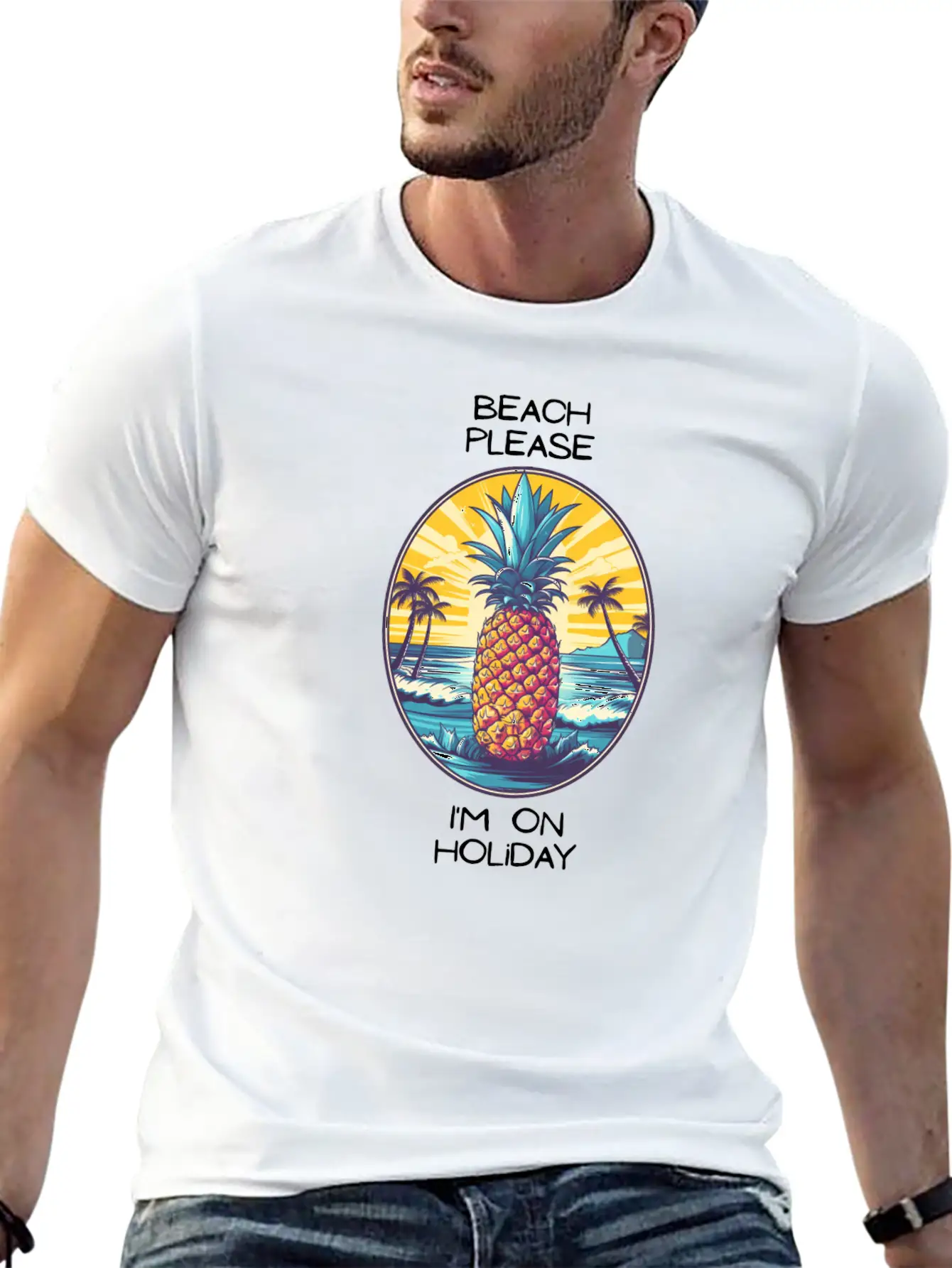 TropicPineapple Beachwear - Beach Please Unisex Casual T-Shirt – Clean Design For Daily Comfort