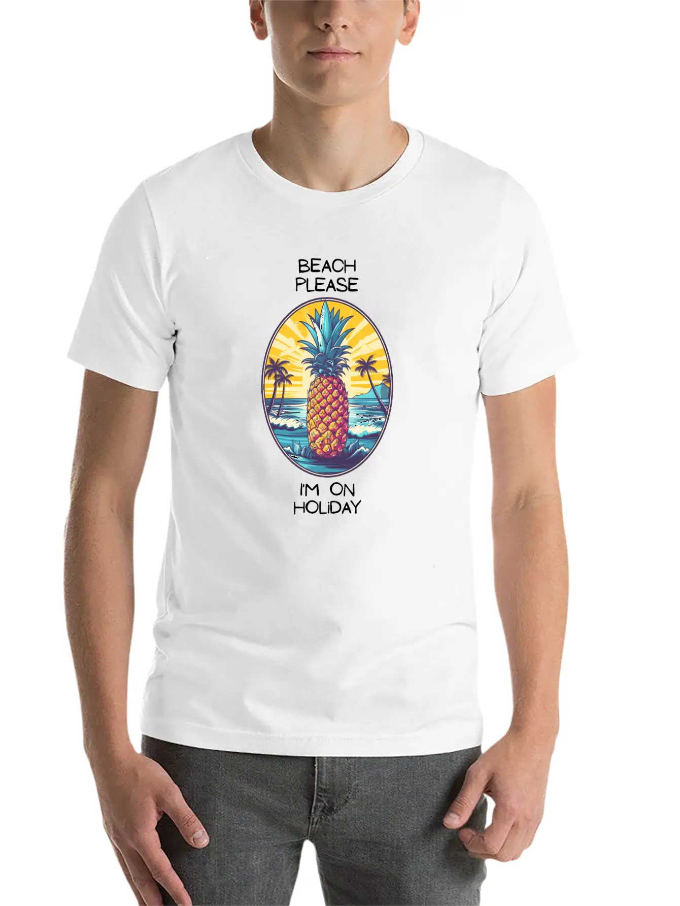 TropicPineapple Beachwear - Beach Please Unisex Casual T-Shirt – Clean Design For Daily Comfort