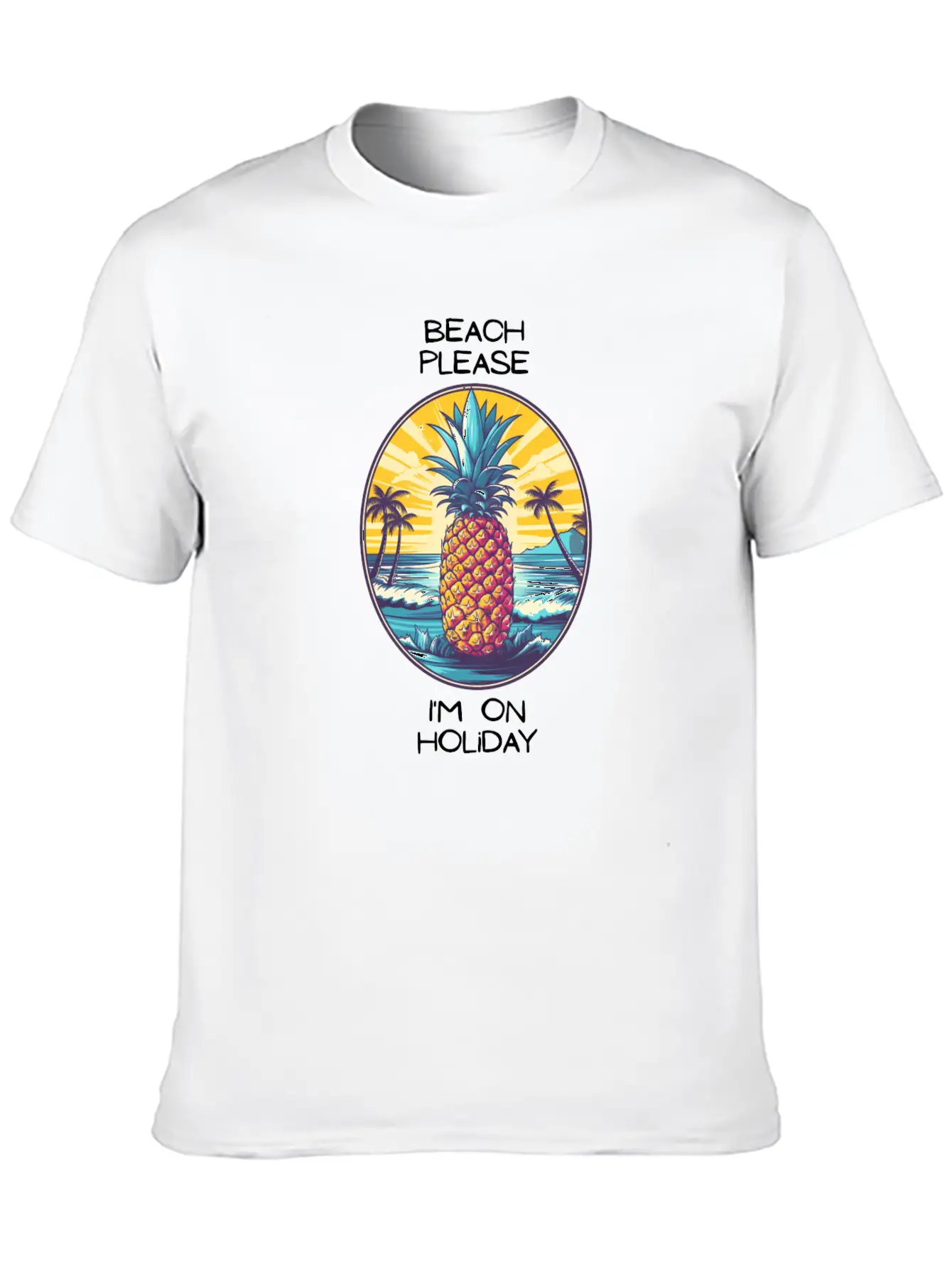 TropicPineapple Beachwear - Beach Please Unisex Casual T-Shirt – Clean Design For Daily Comfort