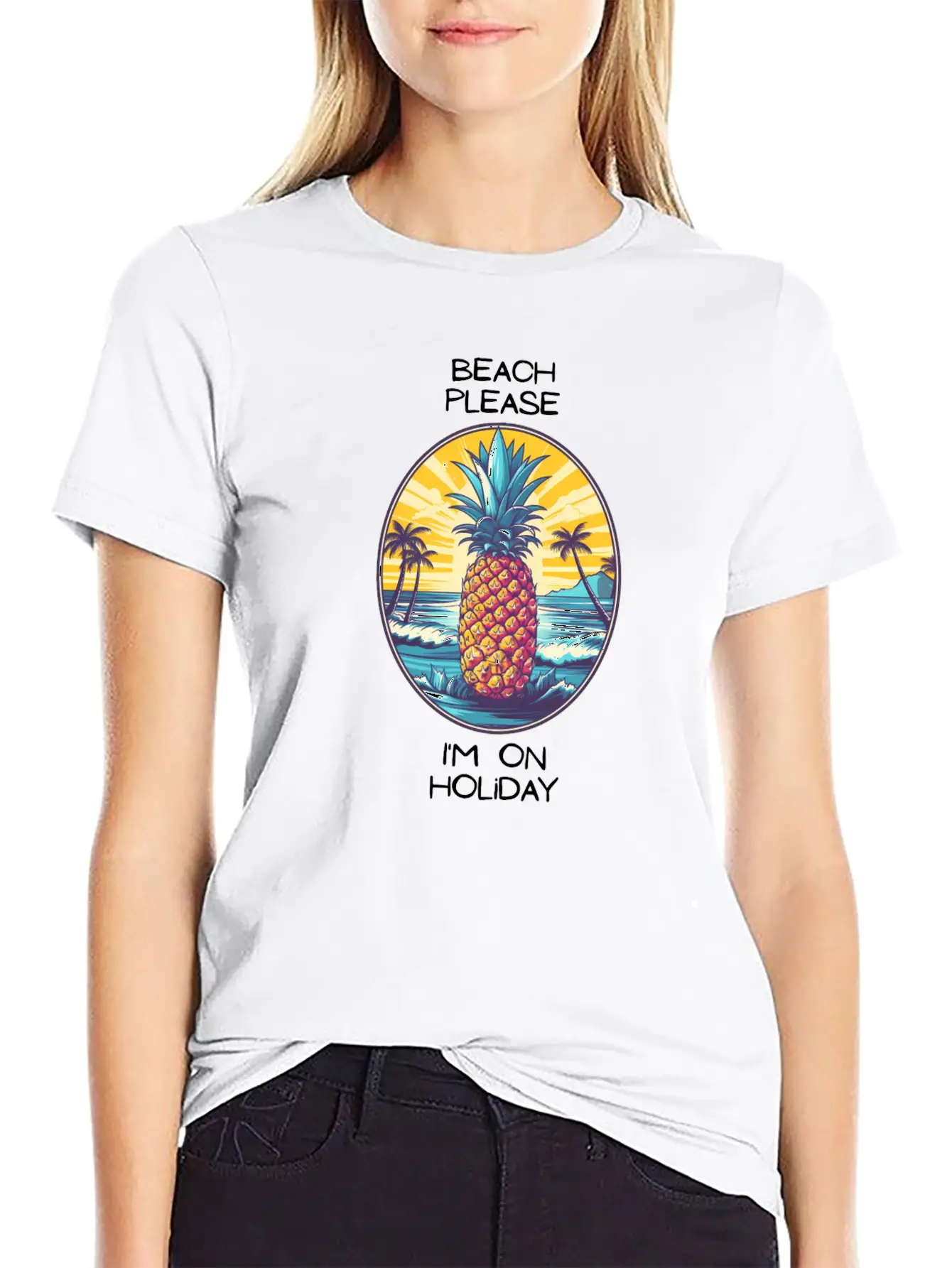 TropicPineapple Beachwear - Beach Please Unisex Casual T-Shirt – Clean Design For Daily Comfort