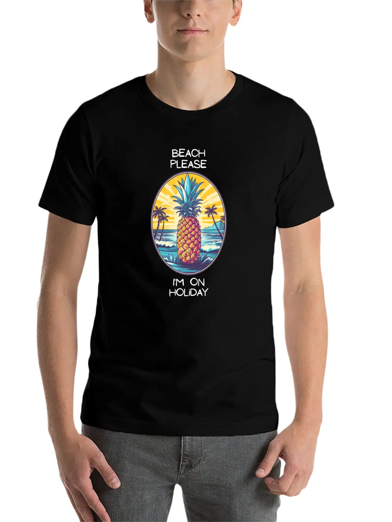 TropicPineapple Beachwear - Beach Please Unisex Casual T-Shirt – Clean Design For Daily Comfort