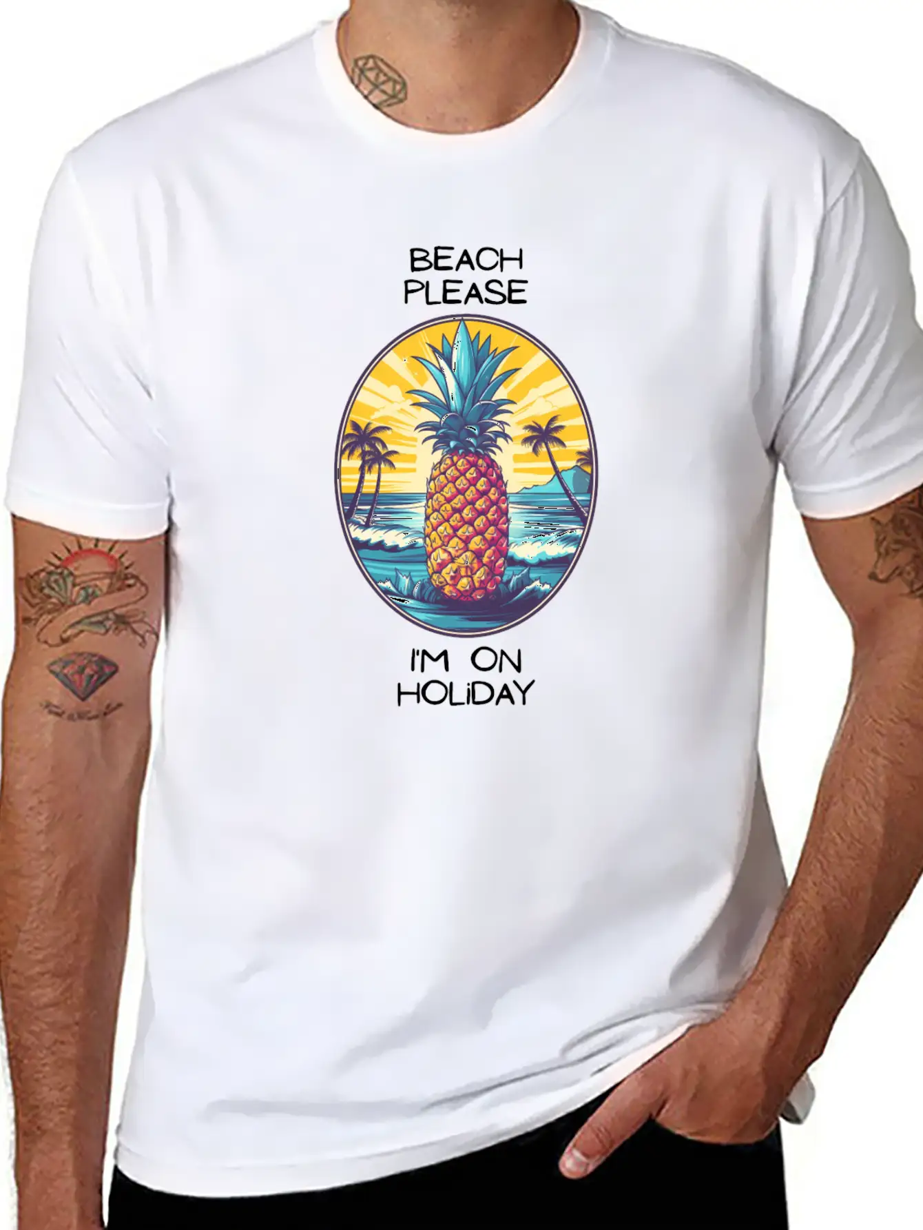 TropicPineapple Beachwear - Beach Please Unisex Casual T-Shirt – Clean Design For Daily Comfort