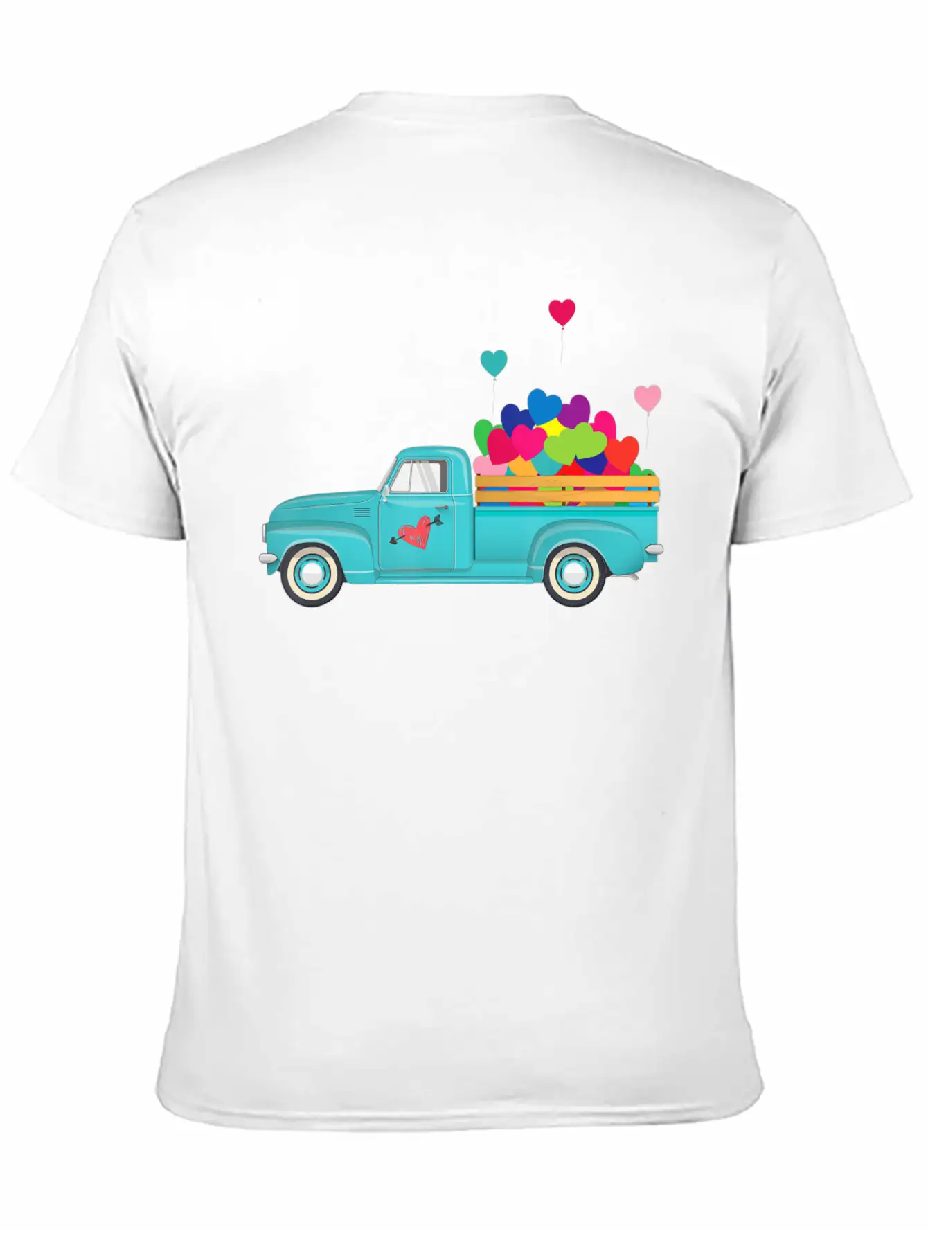 Truck Transporting Heart Balloons Vintage Valentin Soft Cotton Short Sleeve Tee – Unisex Wardrobe Staple