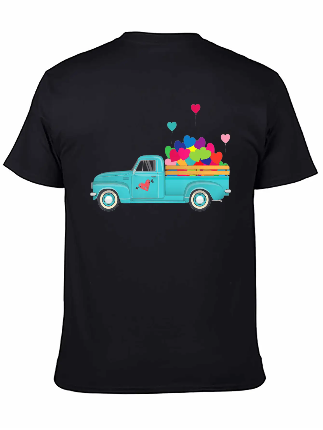 Truck Transporting Heart Balloons Vintage Valentin Soft Cotton Short Sleeve Tee – Unisex Wardrobe Staple