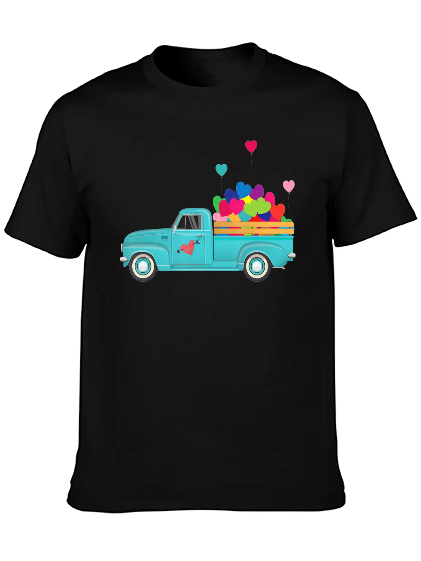 Truck Transporting Heart Balloons Vintage Valentin Soft Cotton Short Sleeve Tee – Unisex Wardrobe Staple