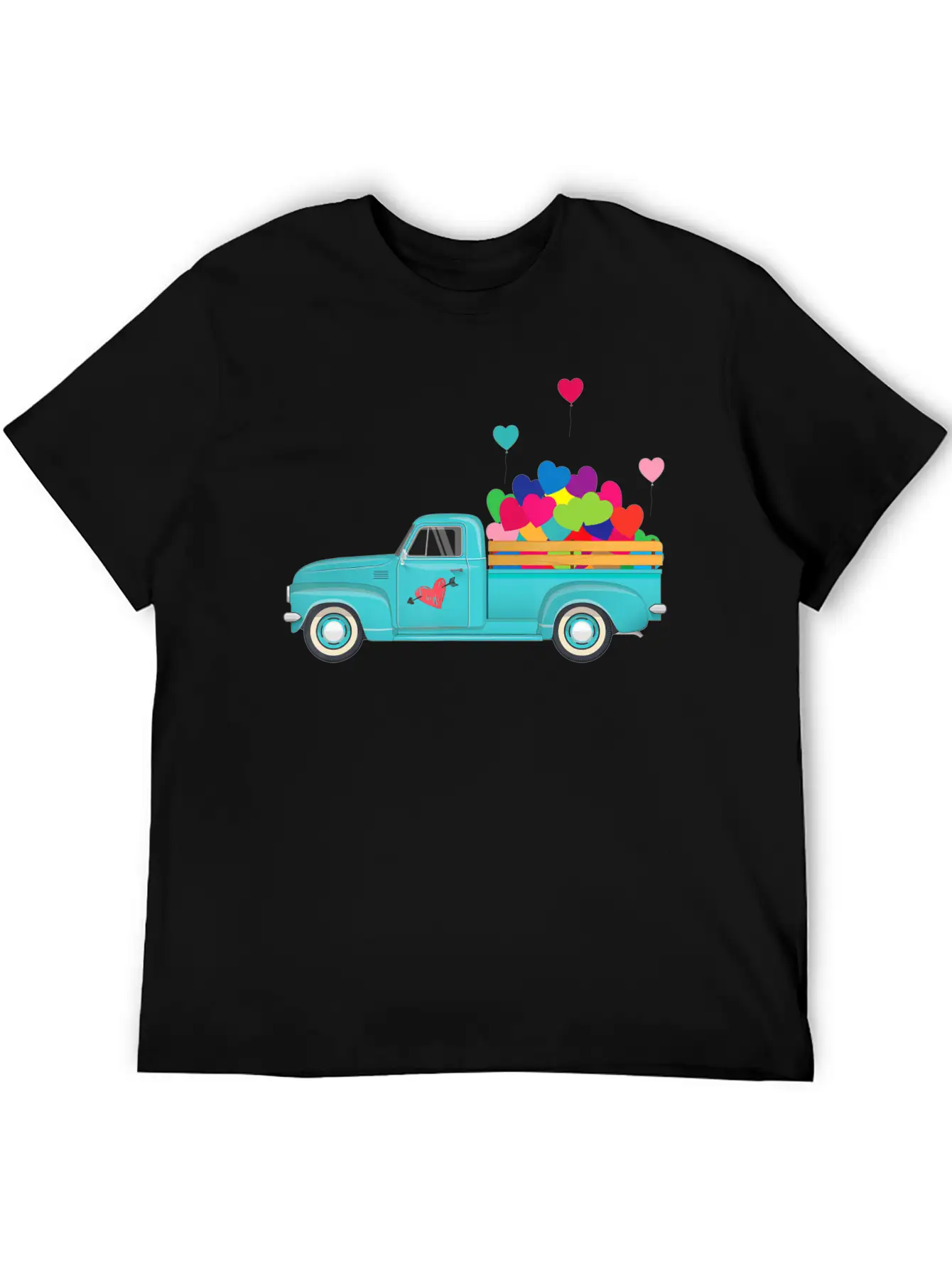 Truck Transporting Heart Balloons Vintage Valentin Soft Cotton Short Sleeve Tee – Unisex Wardrobe Staple