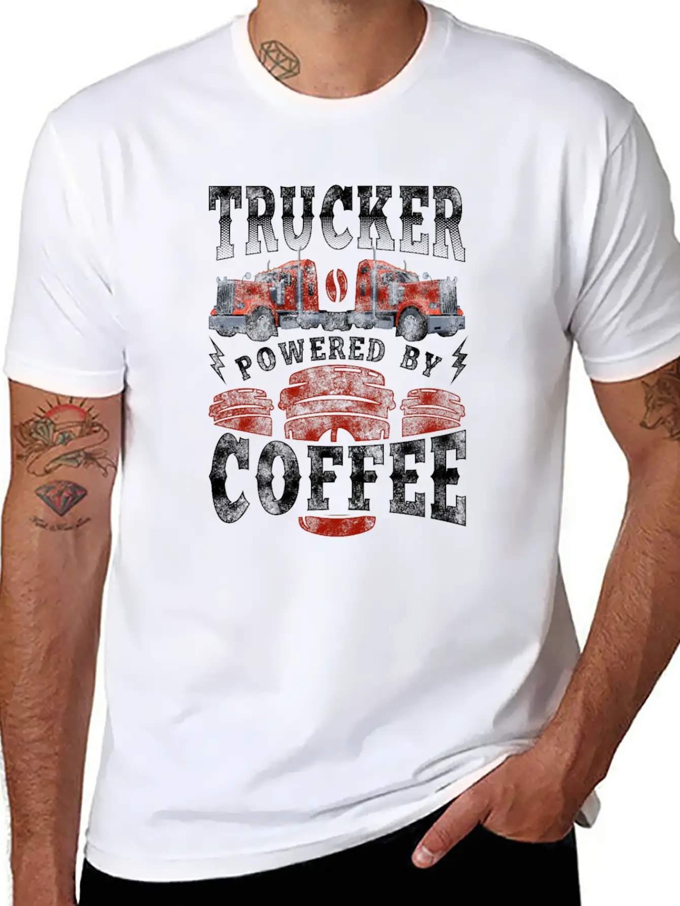 Trucker Truck Driver Coffee Relaxed Everyday Tee – Lightweight And Durable Cotton