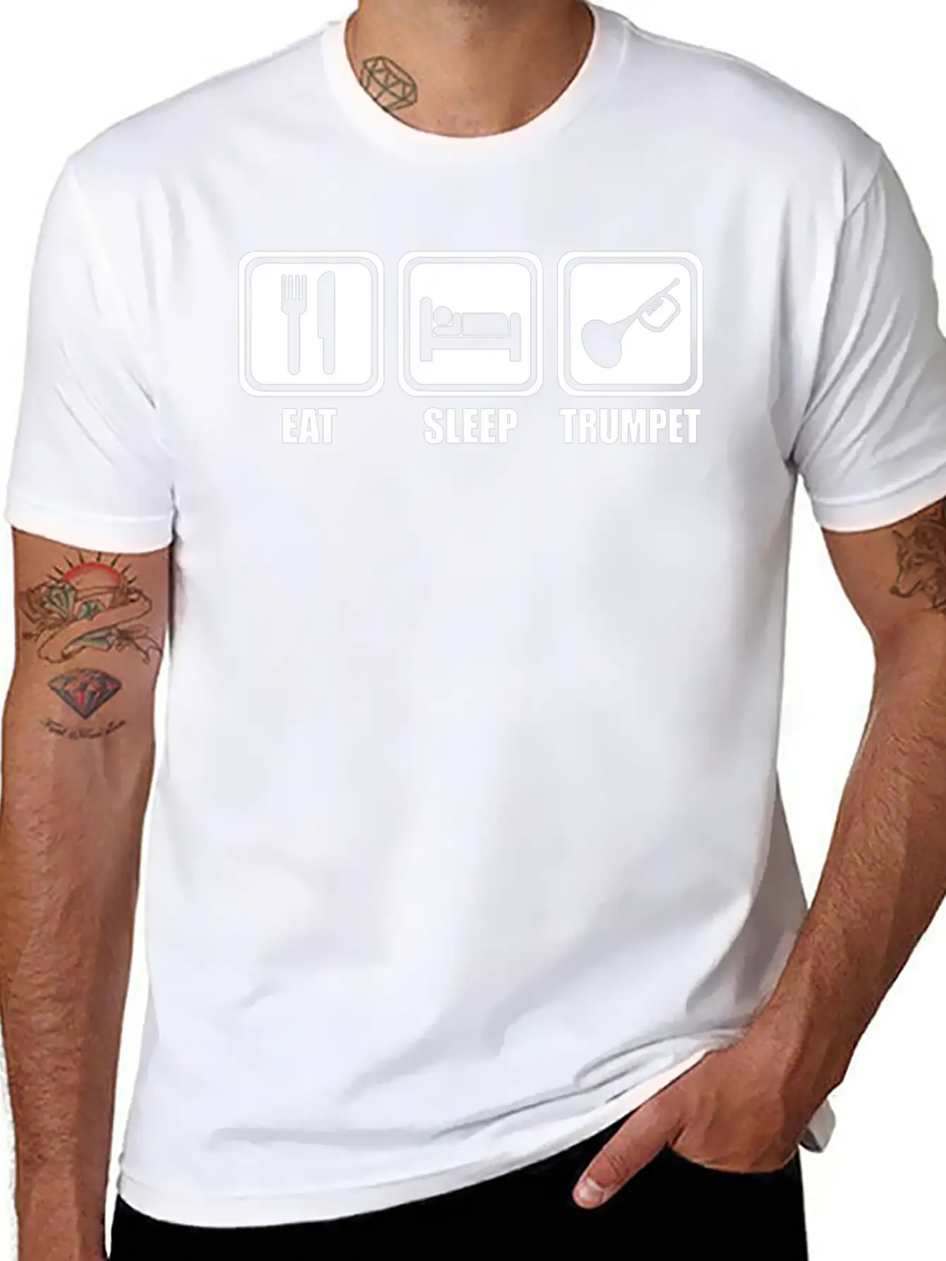 Trumpet - Eat Sleep Play Trumpet Essential Cotton Tee For Daily Outfits – Unisex Style